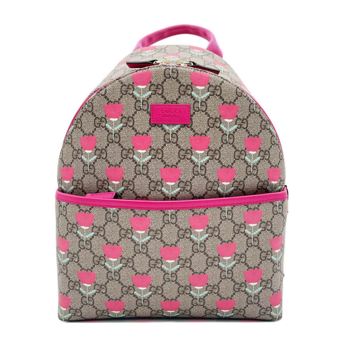 GUCCI Children's Tulip Backpack/Daypack, Flower Design, GG Supreme, 782708, Coated Canvas, Brown,: --- Catalog ---Category: SizeSize (HxWxD): 32cm x 23cm x 10cm / 12.59'' x 9.05'' x 3.93''Category: DesignType: BackpackColor: Brown, PinkGender: Men,WomenMaterial: GG Supreme Category: GeneralMPN: 782