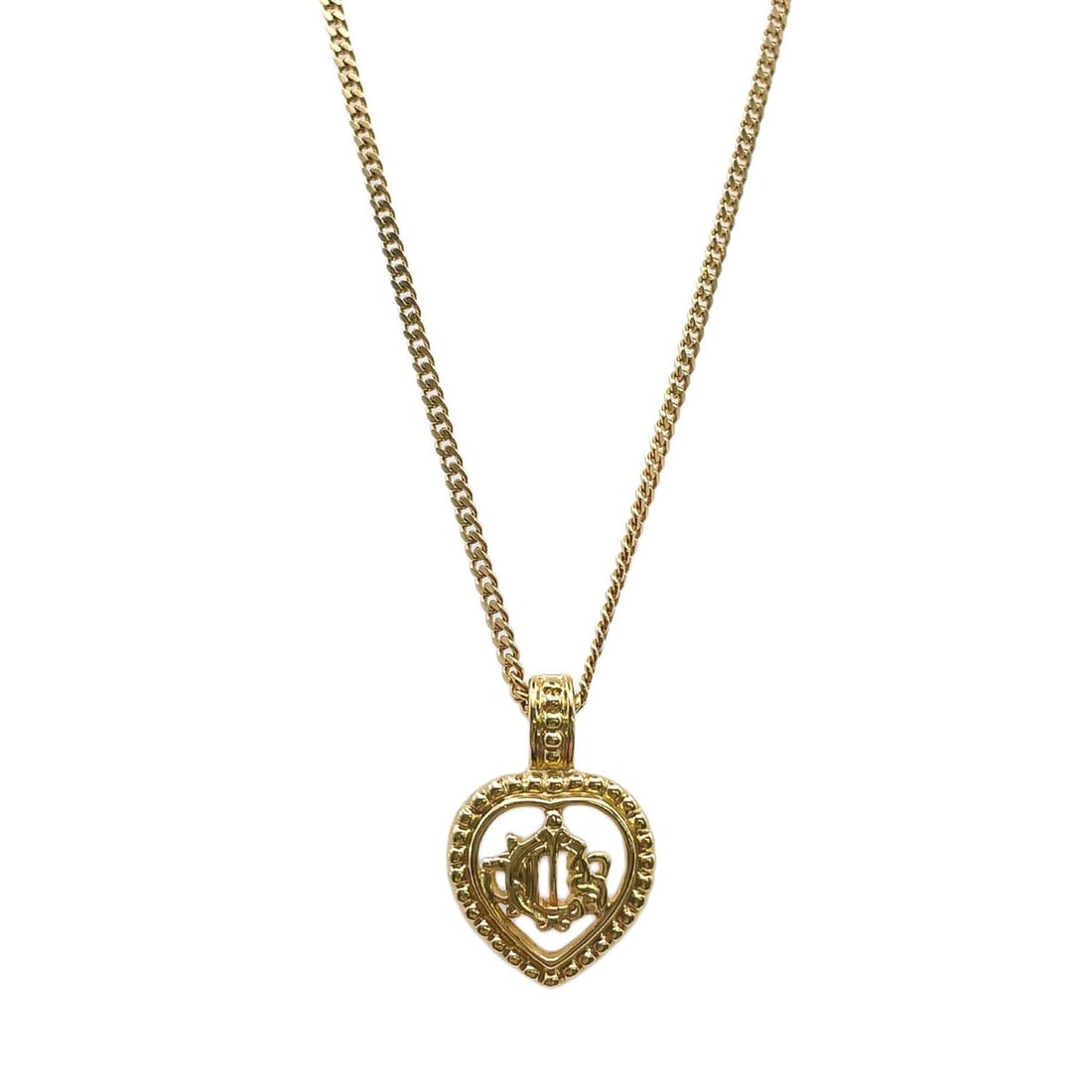 Christian Dior Dior Logo Heart Necklace, Metal, Gold, Women's: --- Catalog ---Category: SizePendant Size: 20mm x 17mm / 0.78'' x 0.66''Neck Circumference: 45 cm / 17.71''Category: DesignColor: GoldGender: WomenMaterial: MetalNecklace Type: NecklaceCategory: Gener