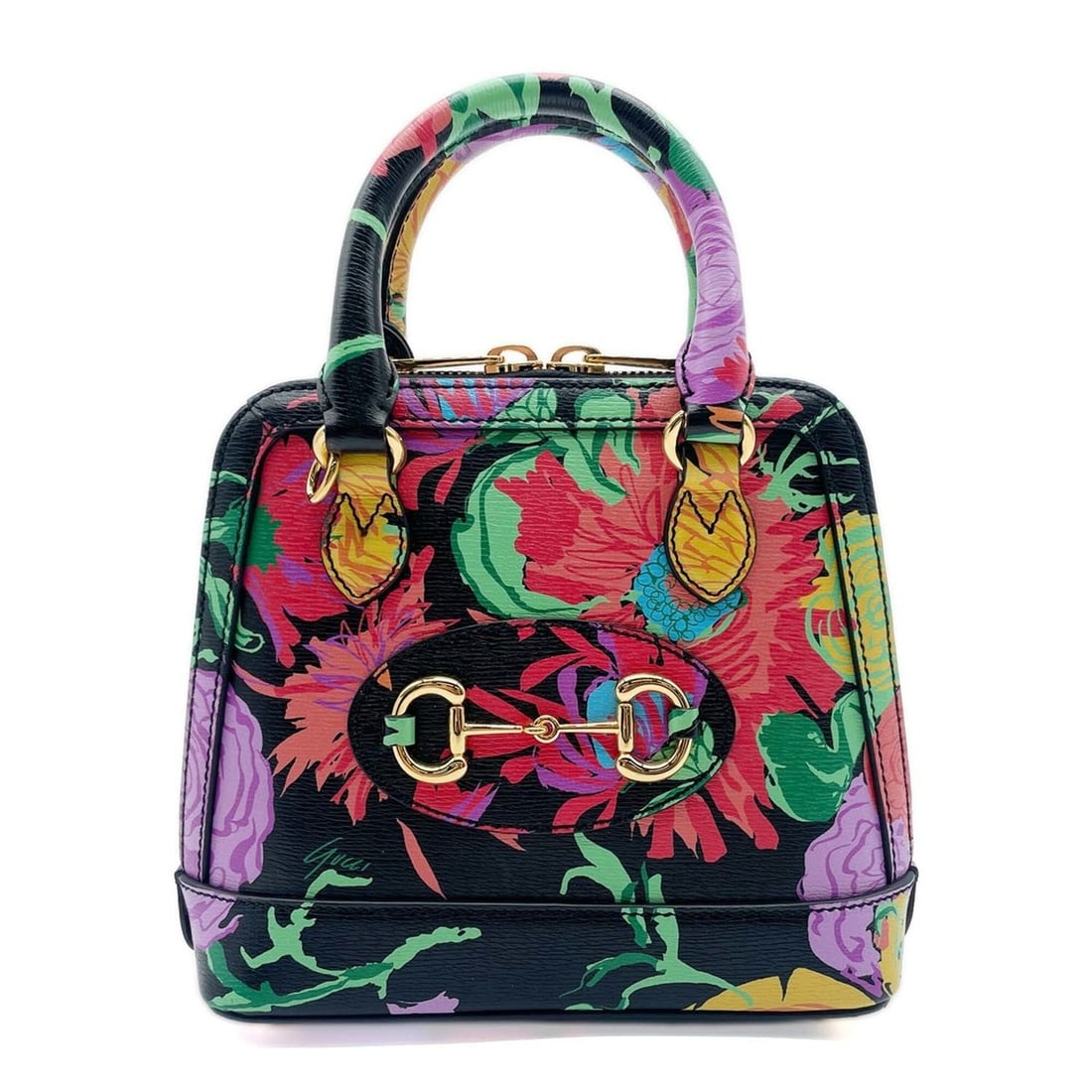 GUCCI Horsebit 1955 KEN SCOTT Collaboration Shoulder Bag, Floral Pattern, MANTERO Leather, Black,: --- Catalog ---Category: SizeSize (HxWxD): 19cm x 20cm x 7cm / 7.48'' x 7.87'' x 2.75''Category: DesignType: Shoulder bagColor: BlackGender: WomenMaterial: Leather Category: GeneralBrand: Gucci--- Ite