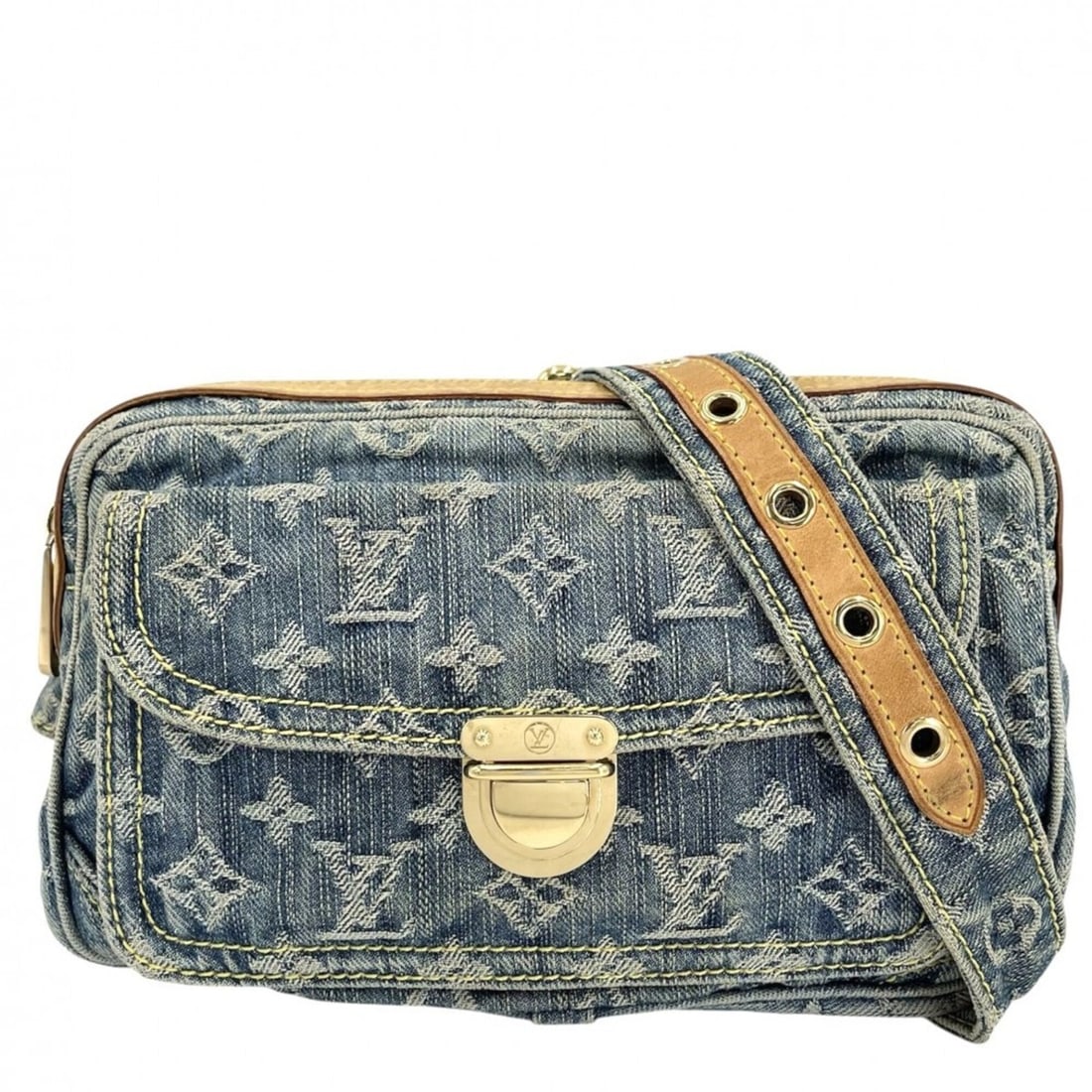 Louis Vuitton Women's Monogram Denim Waist Bag, Bum Body Shoulder Crossbody LOUIS VUITTON M95347,: --- Catalog ---Category: SizeSize (HxWxD): 14.5cm x 24cm x 5cm / 5.7'' x 9.44'' x 1.96''Strap Length: 79cm / 31.1''Category: DesignType: Fanny packColor: BlueStyle: CasualGender: WomenMaterial: Monogr