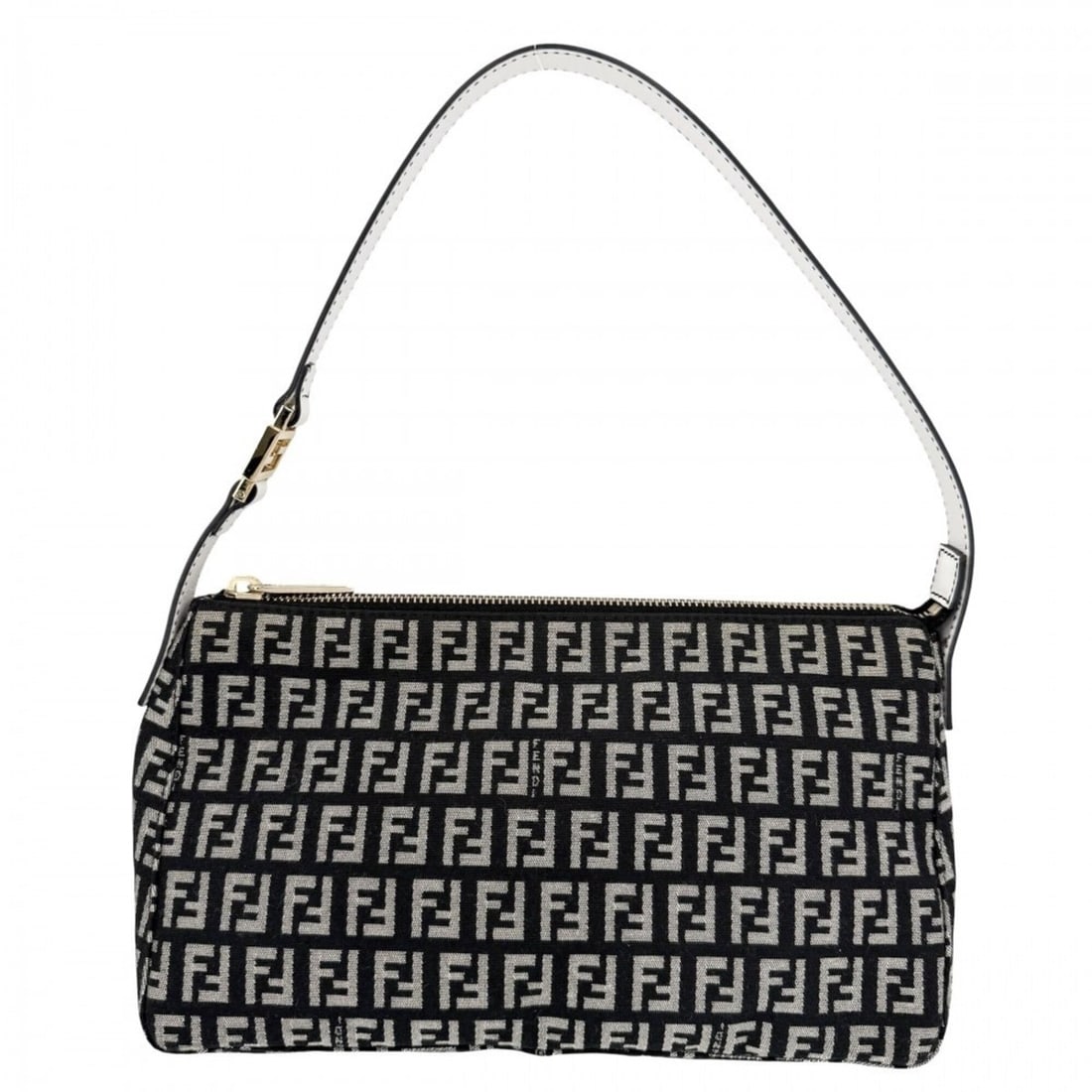 Fendi Zucchino One-Handbag for Women, Shoulder Bag, Canvas and Leather, Black, White, Gold Hardware: --- Catalog ---Category: SizeSize (HxWxD): 14.5cm x 25cm x 10cm / 5.7'' x 9.84'' x 3.93''Handle Length: 50cm / 19.68''Category: DesignType: HandbagColor: Black, WhiteGender: WomenMaterial: Canvas , Le