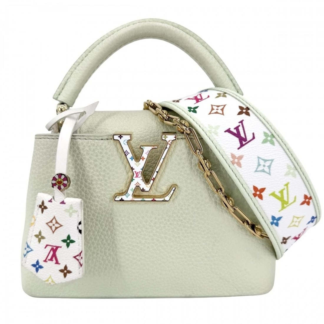 Louis Vuitton Women's Takashi Murakami Capucines Mini Handbag Shoulder Bag Crossbody LV x TM MINI: --- Catalog ---Category: SizeSize (HxWxD): 13cm x 21cm x 8cm / 5.11'' x 8.26'' x 3.14''Strap Length: 98cm / 38.58''Handle Length: 22cm / 8.66''Category: DesignType: Handbag, Shoulder bagColor: Multi-c