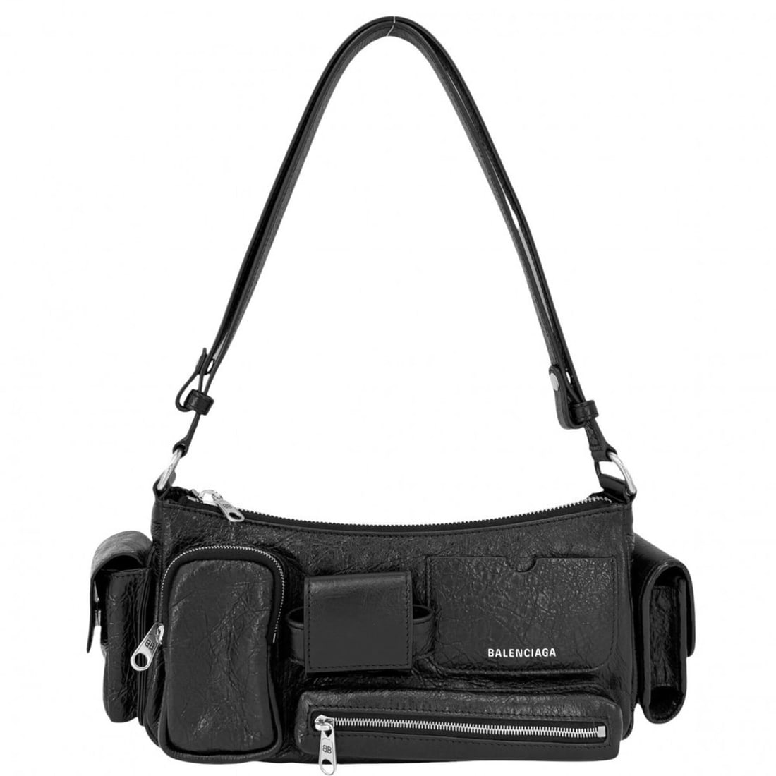 Balenciaga Women's Super Busy Handbag Shoulder Bag Crossbody BALENCIAGA 802227 Leather Black Silver (1 of 10)