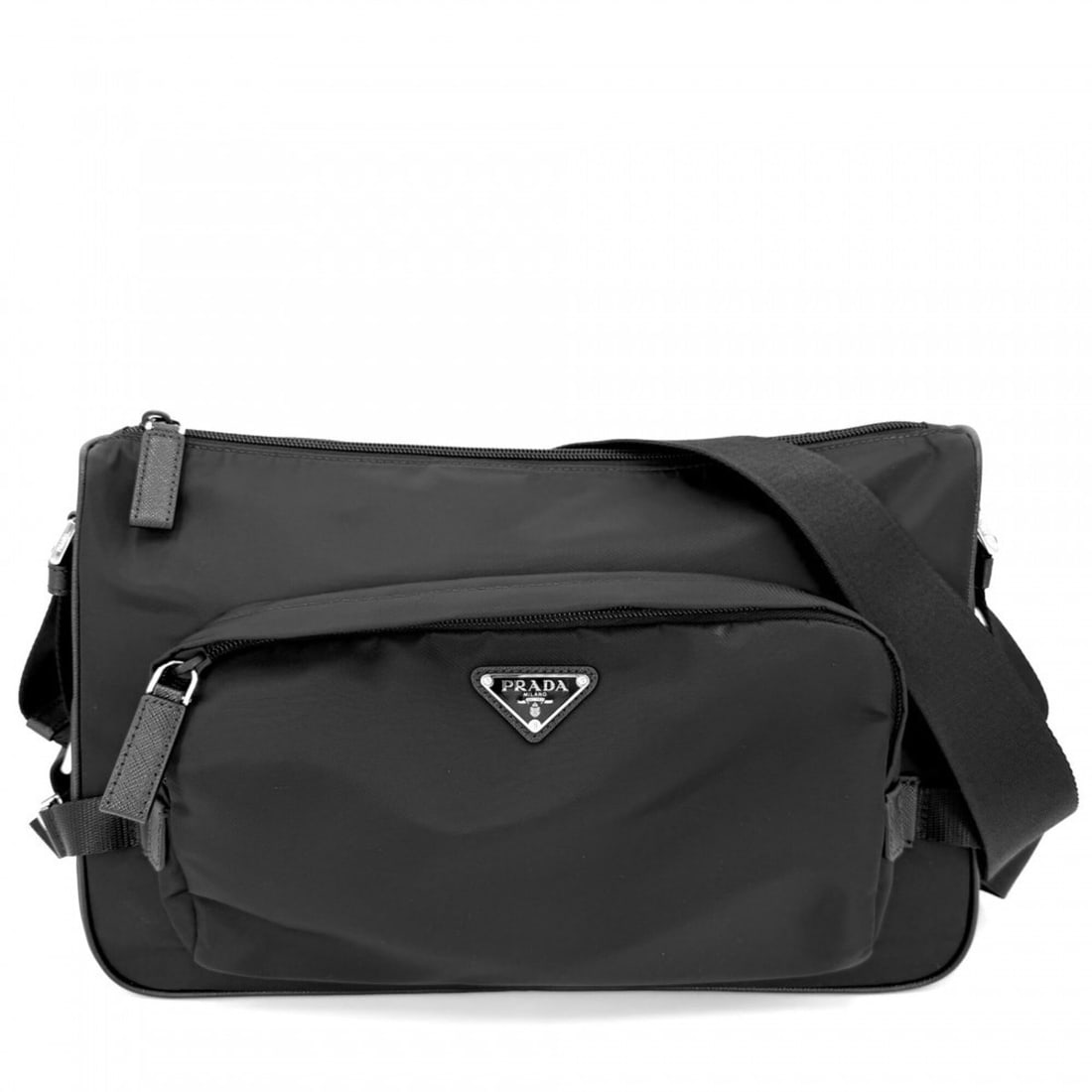 Prada Shoulder Bag for Men and Women, Large, Triangle Logo, Re-Nylon x Saffiano Leather, Bag, (1 of 9)