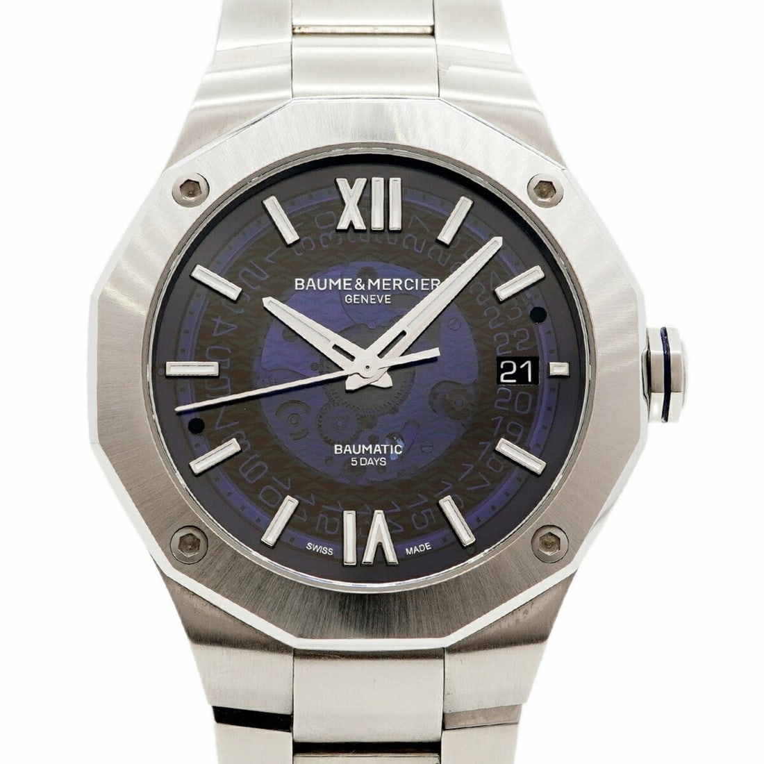 Baume & Mercier Riviera Baumatic M0A10616 Navy Dial Men's Watch: --- Catalog ---Category: SizeWrist Size: 18cm / 7.08''Case Diameter: 42mm / 1.65''Category: DesignType: WristwatchGender: MenColor (Dial): NavyMaterial (Band): Stainless steelCategory: GeneralMPN: M0A