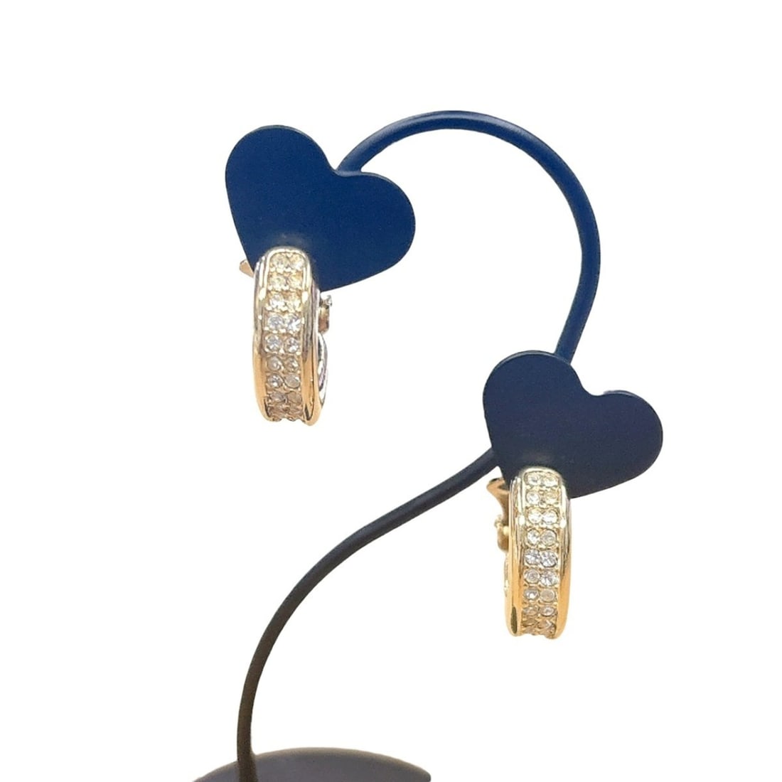 Christian Dior Half Hoop Earrings with Rhinestones, Gold Plated: --- Catalog ---Category: DesignType: Clip earringsColor: GoldGender: WomenMaterial: Gold plating, RhinestoneCategory: GeneralBrand: Christian Dior--- Item List ---Section: ConditionRanking: Rank AB Us