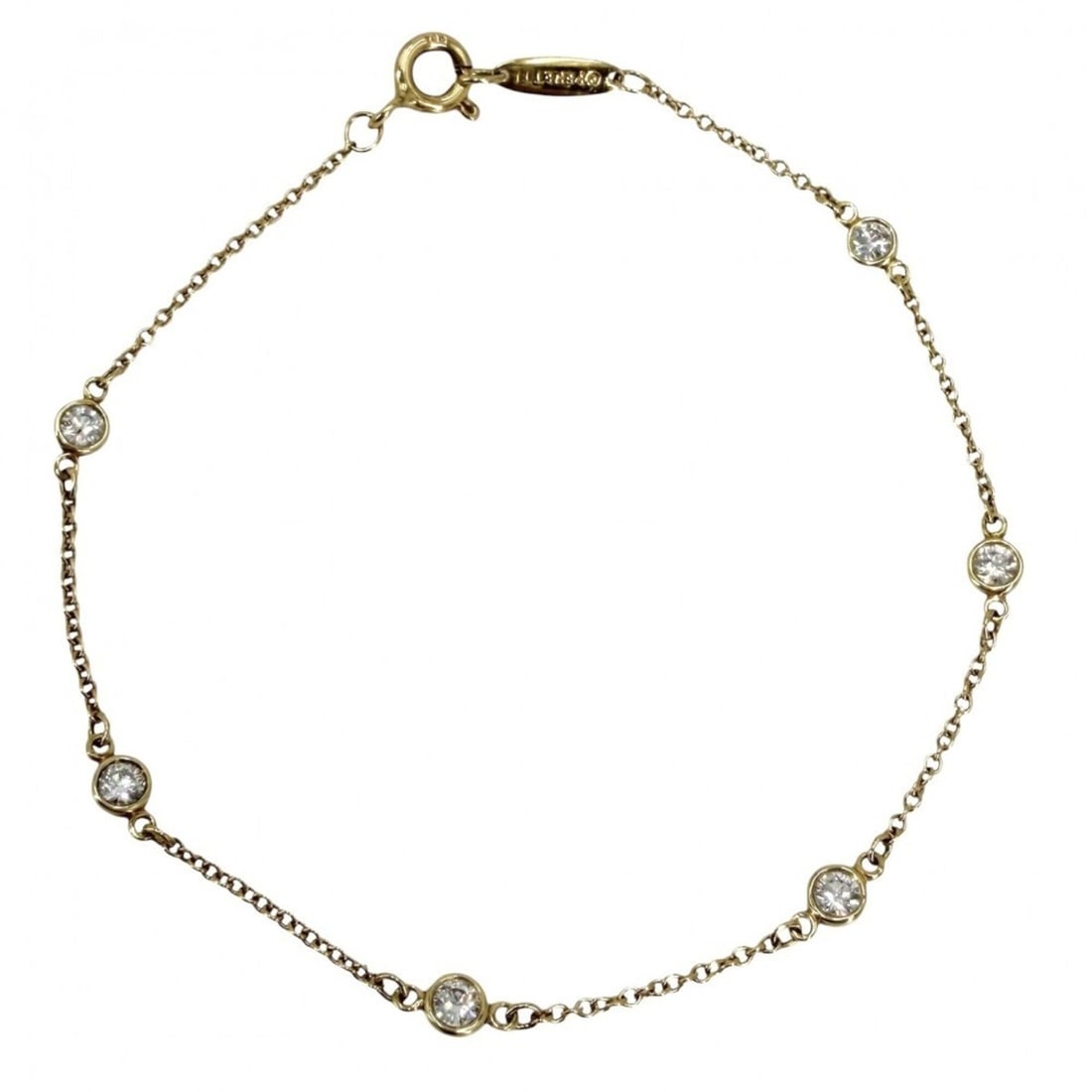 Tiffany & Co. Elsa Peretti By the Yard Bracelet for Women, 6 Diamonds, 18K Yellow Gold (Au750),: --- Catalog ---Category: SizeLength: 16.5cm / 6.49''Category: DesignType: Charm braceletGender: WomenMaterial: Yellow gold (18K)Category: GeneralBrand: Tiffany--- Item List ---Section: ConditionRankin