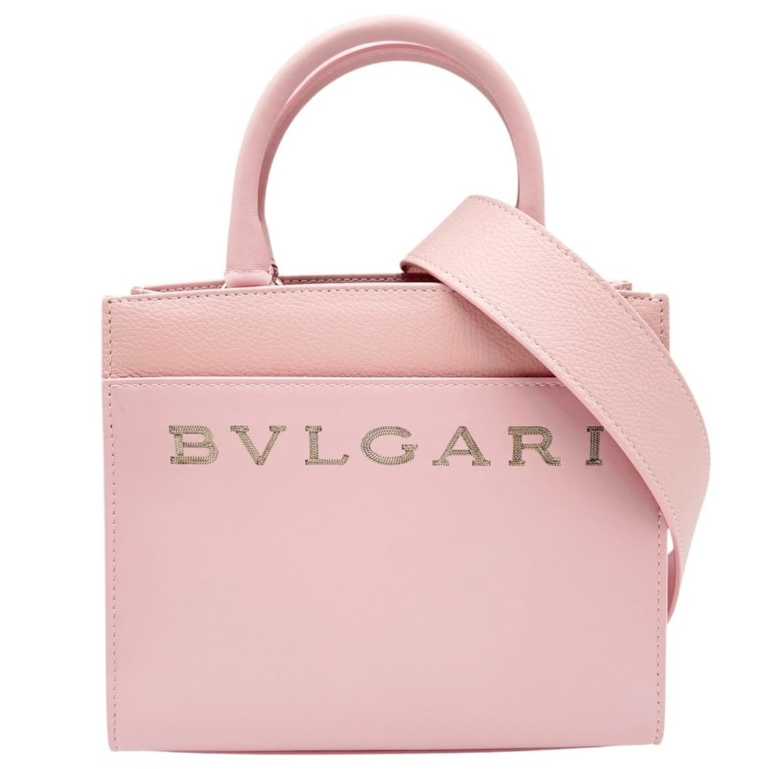 BVLGARI Women's Logo Tote Handbag Shoulder Bag Crossbody Leather Pink Gold Hardware: --- Catalog ---Category: SizeSize (HxWxD): 18.5cm x 21cm x 8.5cm / 7.28'' x 8.26'' x 3.34''Category: DesignType: Handbag, Shoulder bag, Tote bagColor: PinkGender: WomenMaterial: Leather Category: Gene