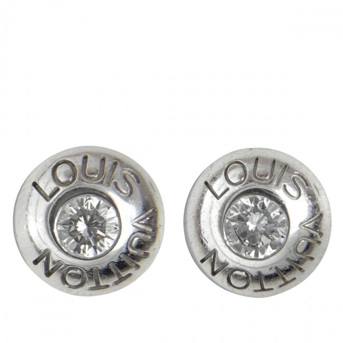 Louis Vuitton Women's Earrings, Puces d'Oreilles Clou, Round, 18K White Gold (Au750), Diamond,: --- Catalog ---Category: SizeSize (HxWxD): 7.00mm x 7.00mm x 3.00mm / 0.28'' x 0.28'' x 0.12''Category: DesignType: Stud earringsGender: WomenMaterial: White gold (18K)Category: GeneralBrand: Louis Vu