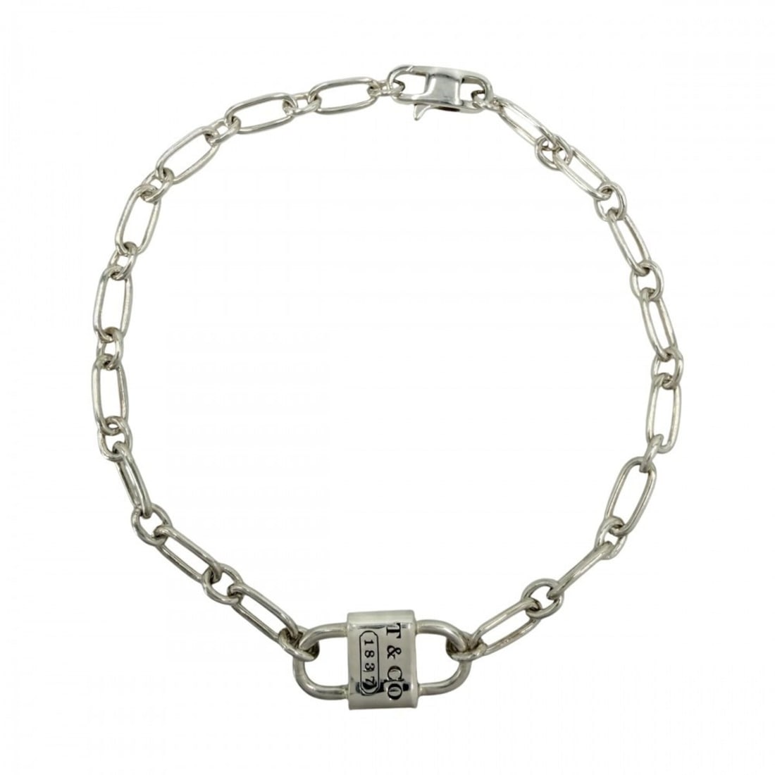 Tiffany & Co. Small Double Lock Bracelet for Men and Women, 925 Sterling Silver, Approx. 6.9g: --- Catalog ---Category: SizeLength: 19cm / 7.48''Category: DesignType: Charm braceletGender: Men,WomenMaterial: Silver 925Category: GeneralBrand: Tiffany--- Item List ---Section: ConditionRanking: Ra