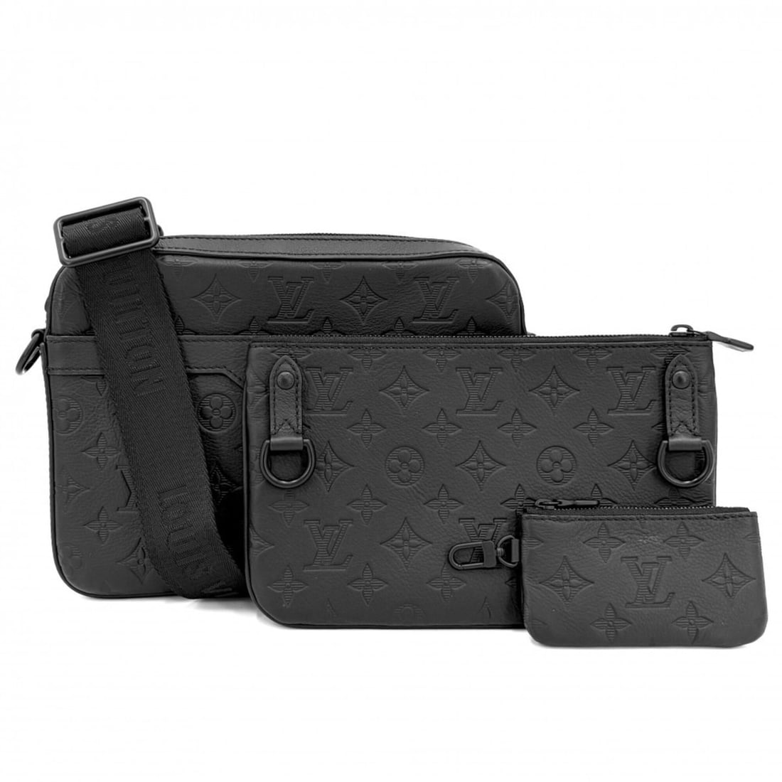 Louis Vuitton Men's Monogram Shadow Trio Messenger Shoulder Bag, Black, M26713, Noir (Black: --- Catalog ---Category: SizeSize (HxWxD): 18.5cm x 25cm x 7cm / 7.28'' x 9.84'' x 2.75''Category: DesignType: Shoulder bagColor: NoirGender: MenMaterial: Monogram Shadow Category: GeneralBrand: Louis