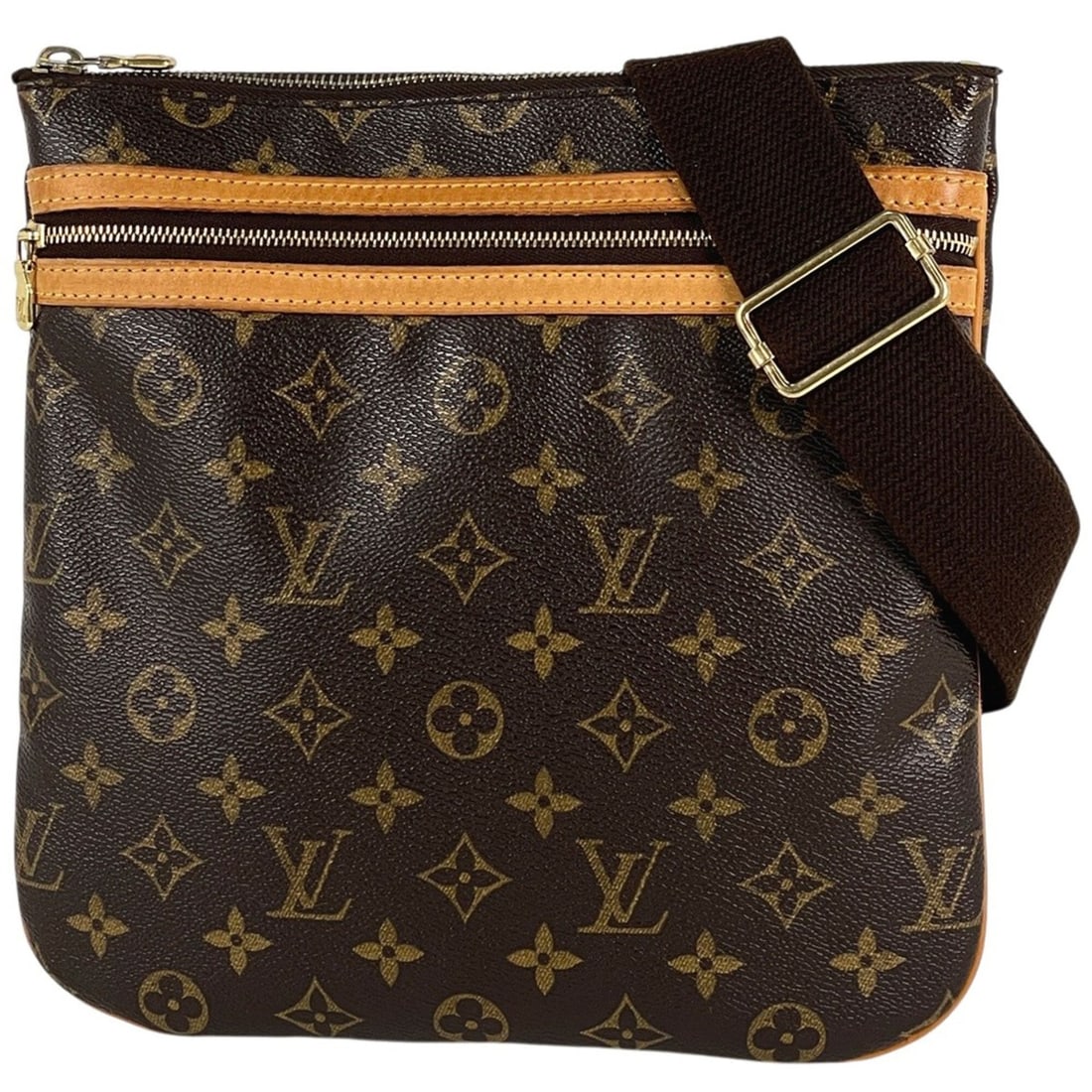Louis Vuitton Pochette Bosphore Shoulder Bag, Monogram Brown, M40044, Women's: --- Catalog ---Category: SizeSize (HxWxD): 26cm x 26cm x 1.5cm / 10.23'' x 10.23'' x 0.59''Category: DesignType: Pochette, Shoulder bagColor: BrownGender: WomenMaterial: Monogram Category: GeneralMPN: