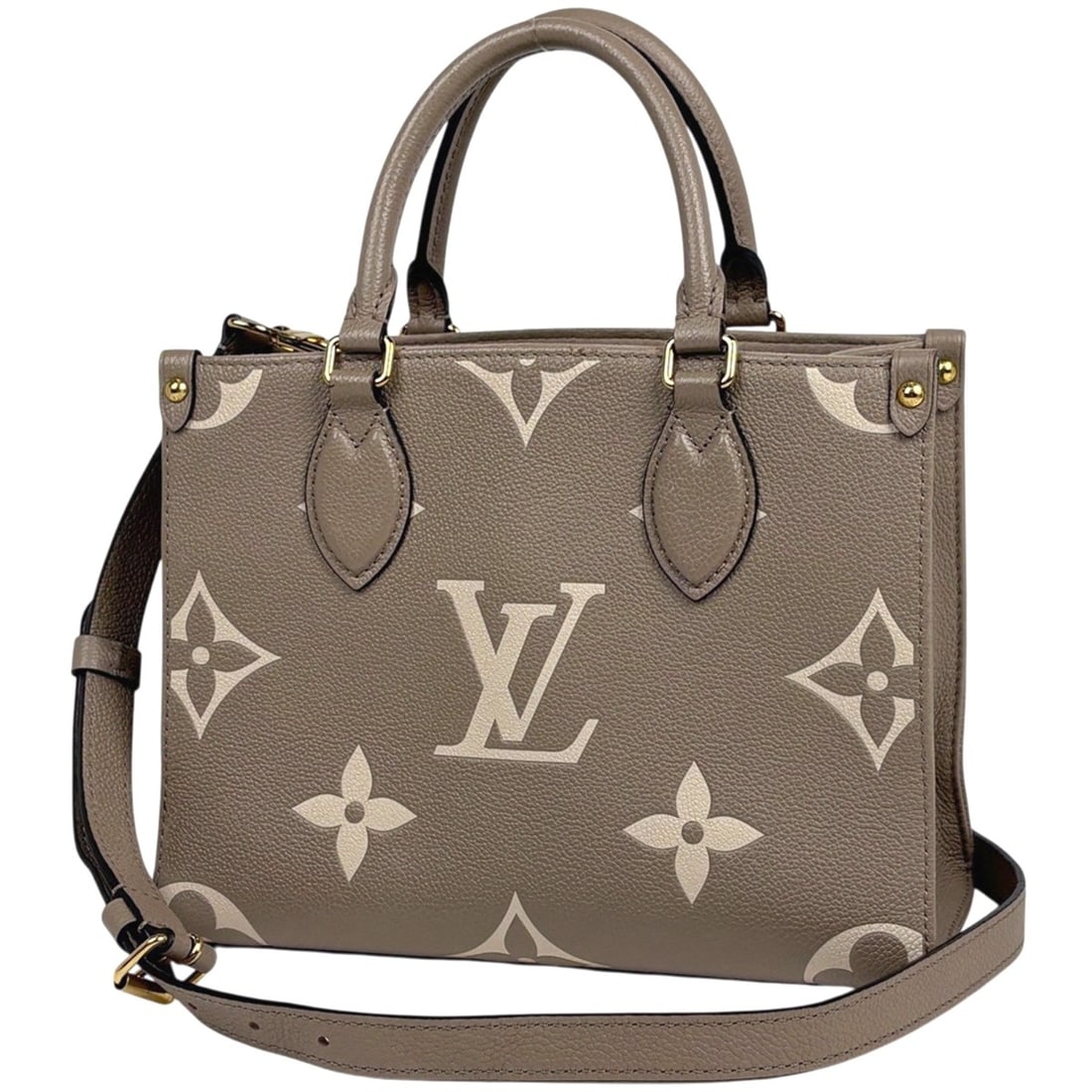 Louis Vuitton OnTheGo PM 2-Way Shoulder Bag, Monogram Giant Bicolor Handbag, Empreinte Tourtrell: --- Catalog ---Category: SizeSize (HxWxD): 19cm x 25cm x 11cm / 7.48'' x 9.84'' x 4.33''Category: DesignType: Handbag, Shoulder bagColor: Beige, Bicolor, MonogramGender: WomenMaterial: Monogram Emprei