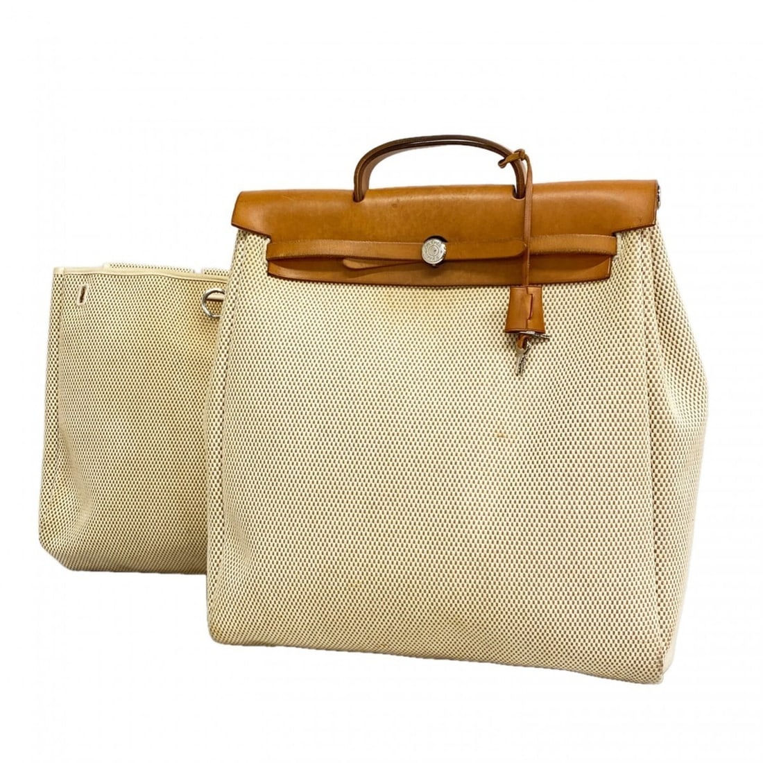 Hermes Herbag MM Toile GM Natural Handbag (?G stamp) - Men's & Women's: --- Catalog ---Category: SizeSize (HxWxD): 42cm x 39cm x 12cm / 16.53'' x 15.35'' x 4.72''Category: DesignType: HandbagColor: NaturalGender: Men,WomenHardware Color: SilverCategory: GeneralBrand: Herm