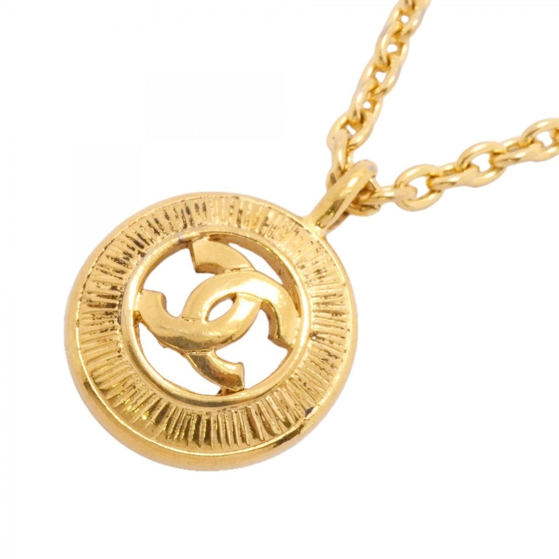 Chanel Necklace, Coco Mark Circle, GP Plated Gold, Women's: --- Catalog ---Category: SizePendant Size: 35.4mm x 25.6mm / 1.39'' x 1''Neck Circumference: 41.5 cm / 16.33''Category: DesignColor: GoldGender: WomenMaterial: Gold platingNecklace Type: NecklaceCateg