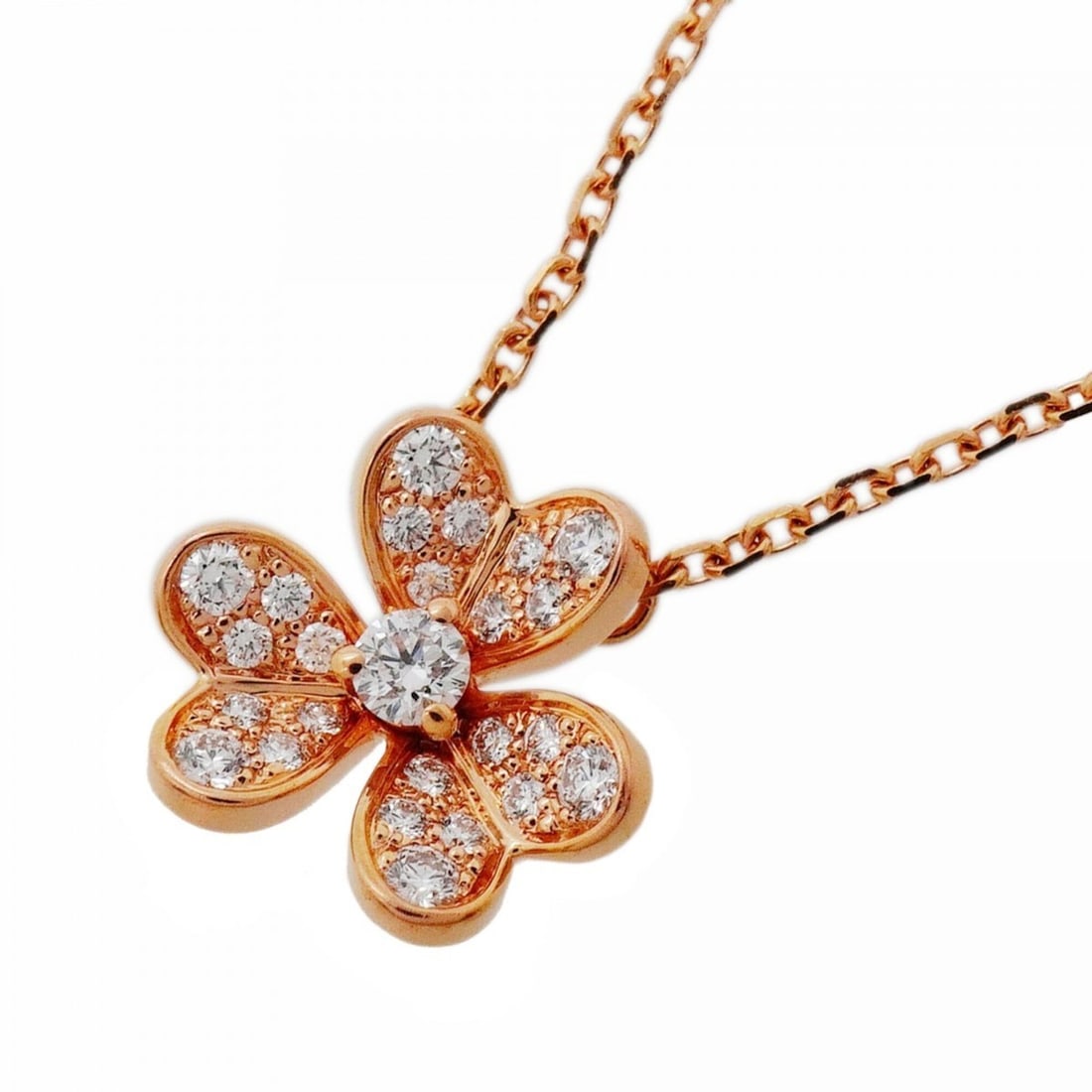 Van Cleef & Arpels Frivole Mini Necklace, 18K Pink Gold, Diamond, Women's: --- Catalog ---Category: SizePendant Size: 10.5mm x 11.7mm / 0.41'' x 0.46''Neck Circumference: 38.5 cm - 40 cm / 15.15'' - 15.74''Category: DesignStone: DiamondGender: WomenMaterial: Pink gold (18K)N