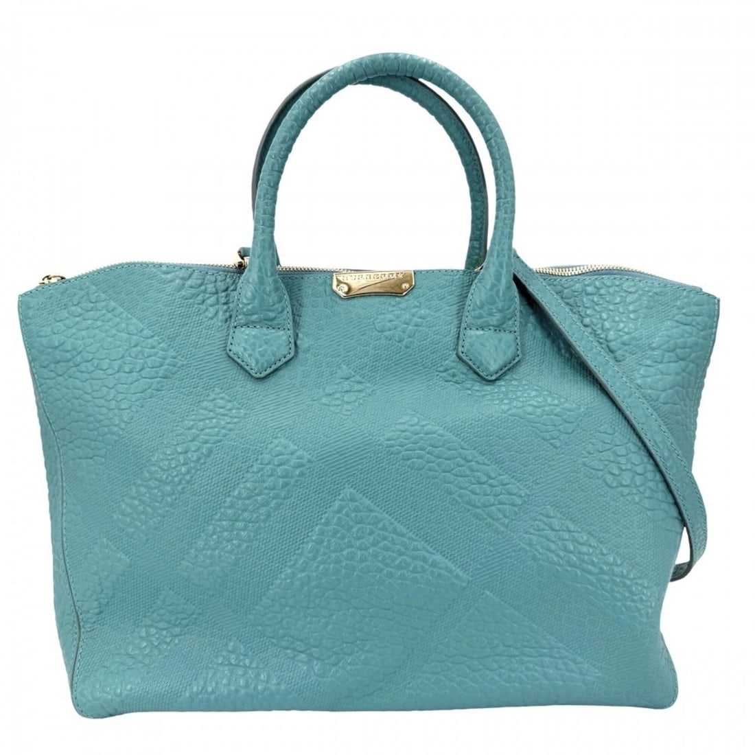 Burberry Women's Tote Bag, Shoulder Crossbody Leather, Turquoise Blue, Gold Hardware: --- Catalog ---Category: SizeSize (HxWxD): 27cm x 34cm x 12cm / 10.62'' x 13.38'' x 4.72''Category: DesignType: Shoulder bag, Tote bagColor: Blue, TurquoiseGender: WomenMaterial: Leather Category: Gen