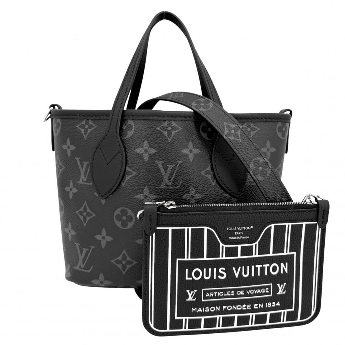 Louis Vuitton Women's Monogram Eclipse Neverfull Inside Out BB Handbag/Shoulder Bag, Reversible,: --- Catalog ---Category: SizeSize (HxWxD): 16cm x 20cm x 10cm / 6.29'' x 7.87'' x 3.93''Category: DesignType: Handbag, Shoulder bagColor: BlackGender: WomenMaterial: Monogram Eclipse Category: General