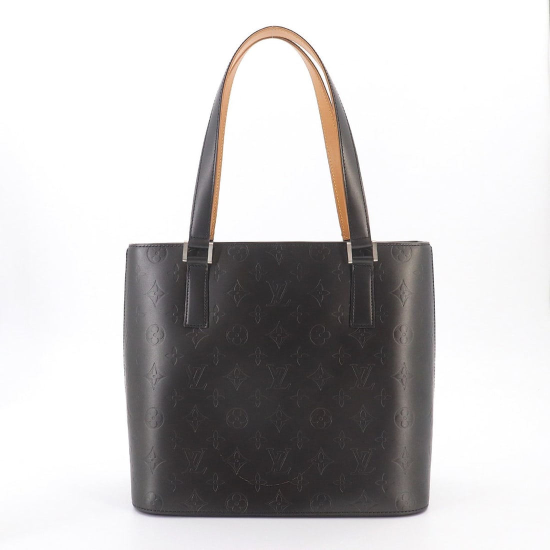 Louis Vuitton Monogram Matte Stockton Tote Handbag, Leather, Noir (M55112), Silver Hardware. (1 of 14)