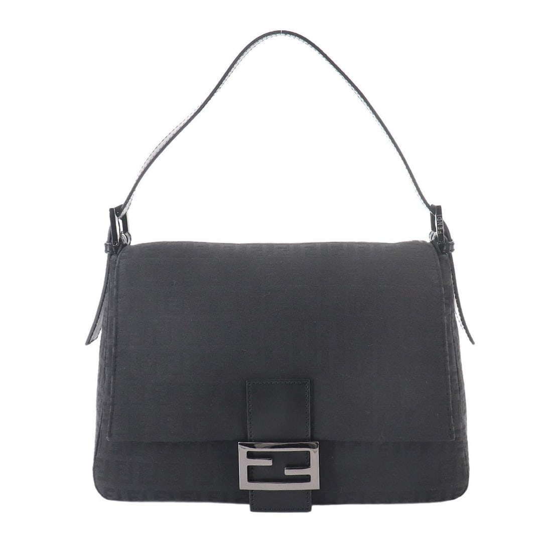 Fendi Zucchino Mamma Baguette Shoulder Handbag, Canvas, Black, 8BR001, Gunmetal Hardware: --- Catalog ---Category: SizeSize (HxWxD): 19cm x 28cm x 12cm / 7.48'' x 11.02'' x 4.72''Category: DesignType: Baguette bag, Handbag, Shoulder bagColor: BlackGender: WomenMaterial: Canvas , Leather Ca