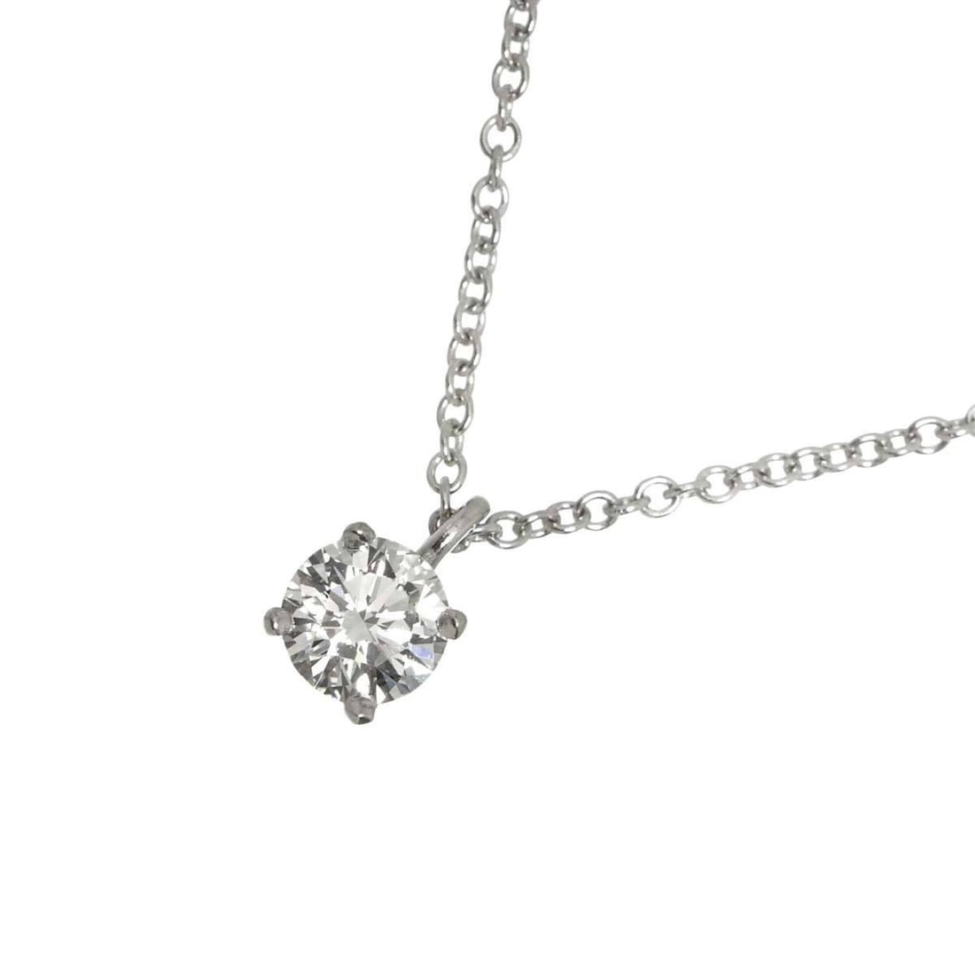 Tiffany & Co. Solitaire Diamond Necklace, 41cm, Platinum (Pt): --- Catalog ---Category: SizePendant Size: 6.5mm x 4.4mm / 0.25'' x 0.17''Neck Circumference: 41 cm / 16.14''Category: DesignGender: WomenMaterial: Platinum 950Weight (ct.): 0.28Necklace Type: Necklac