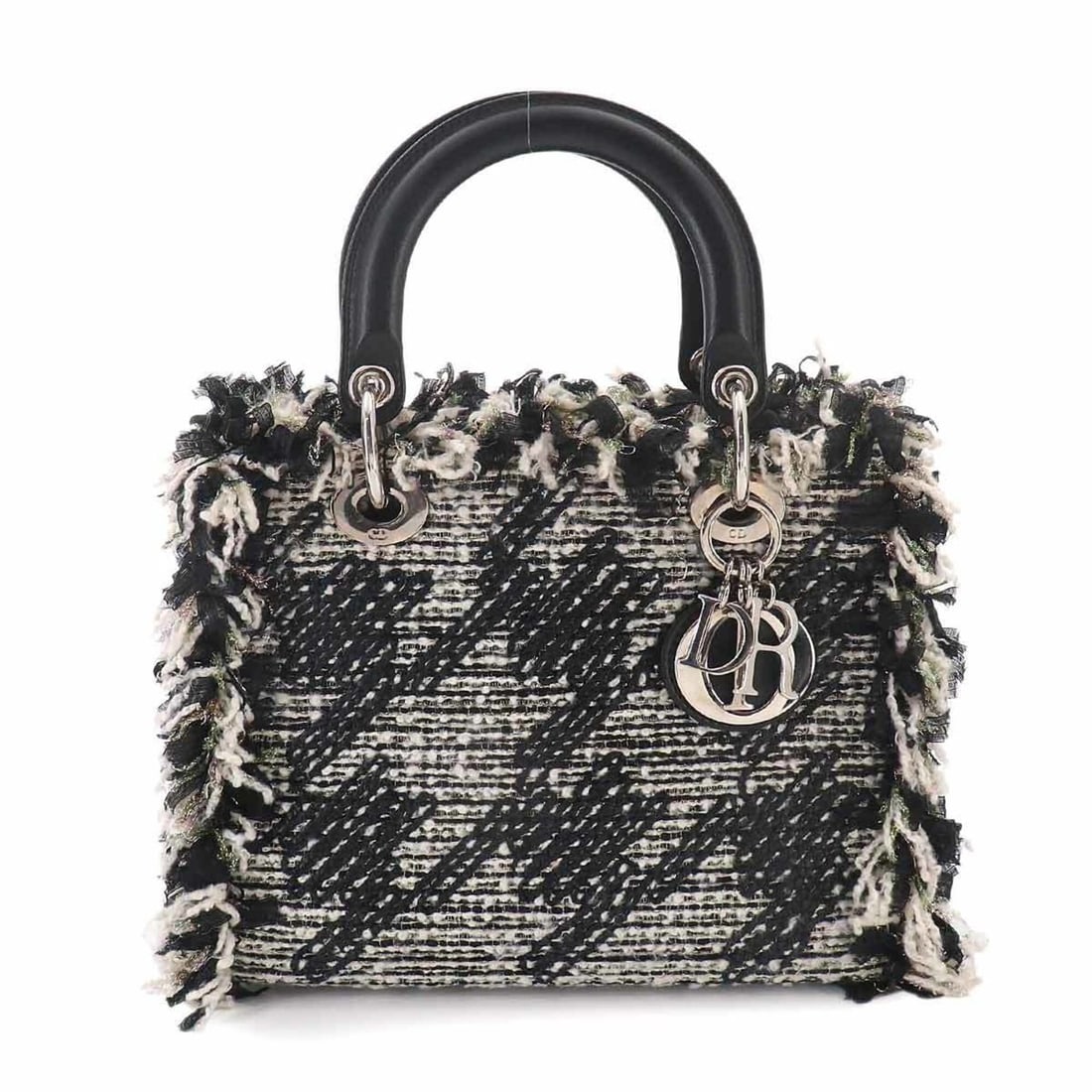 Christian Dior Lady Medium Handbag, Tweed Leather, Black: --- Catalog ---Category: SizeSize (HxWxD): 19.5cm x 24.5cm x 12cm / 7.67'' x 9.64'' x 4.72''Category: DesignType: HandbagColor: BlackGender: WomenMaterial: Tweed , Leather Category: GeneralBrand: Chri