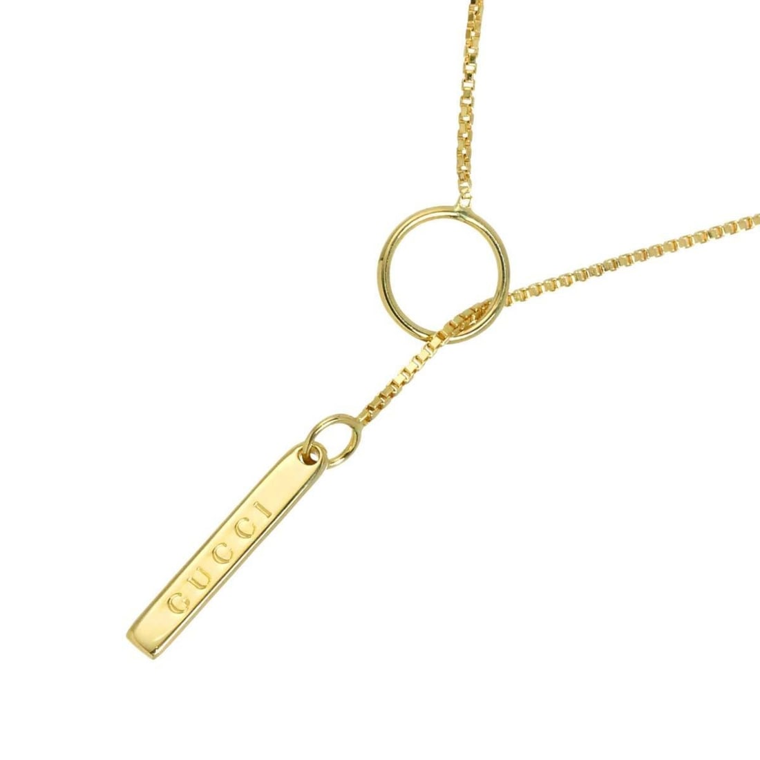 Gucci Lariat Necklace, 54cm, 18K Yellow Gold (750): --- Catalog ---Category: SizePendant Size: 19.7mm x 3mm / 0.77'' x 0.11''Neck Circumference: 54 cm / 21.25''Category: DesignGender: WomenMaterial: Yellow gold (18K)Necklace Type: NecklaceCategory: Gen