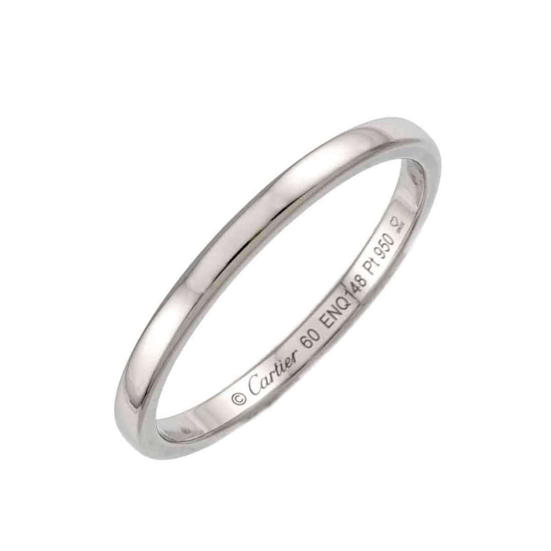 Cartier Ballerine Ring #60, 2mm wide, Platinum.: --- Catalog ---Category: SizeUS Size: 10Brand Size: 60Category: DesignType: Band ringGender: WomenMaterial: Platinum 950Category: GeneralBrand: Cartier--- Item List ---Section: ConditionRanking: Rank 