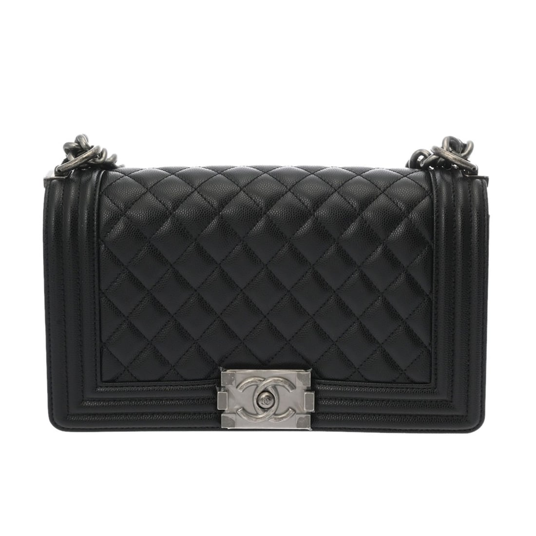 CHANEL Boy Chanel Chain Shoulder Bag, 25cm, Black, A67086, Women's, Caviar Skin, A Rank, Used, Ginzo: --- Catalog ---Category: SizeSize (HxWxD): 14.5cm x 25cm x 9cm / 5.7'' x 9.84'' x 3.54''Category: DesignType: Shoulder bagColor: BlackGender: WomenMaterial: Grained Calfskin Category: GeneralMPN: A670