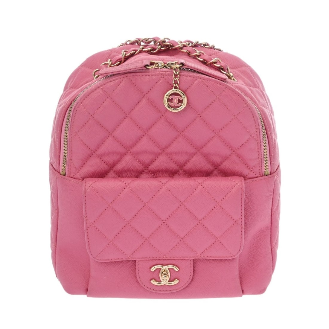 CHANEL Matelassé Backpack, Pink, Women's, Caviar Leather, Backpack/Daypack, AB Rank, Used, Ginzo: --- Catalog ---Category: SizeSize (HxWxD): 25cm x 22cm x 10cm / 9.84'' x 8.66'' x 3.93''Category: DesignType: BackpackColor: PinkGender: WomenMaterial: Grained Calfskin Category: GeneralBrand: ChanelC