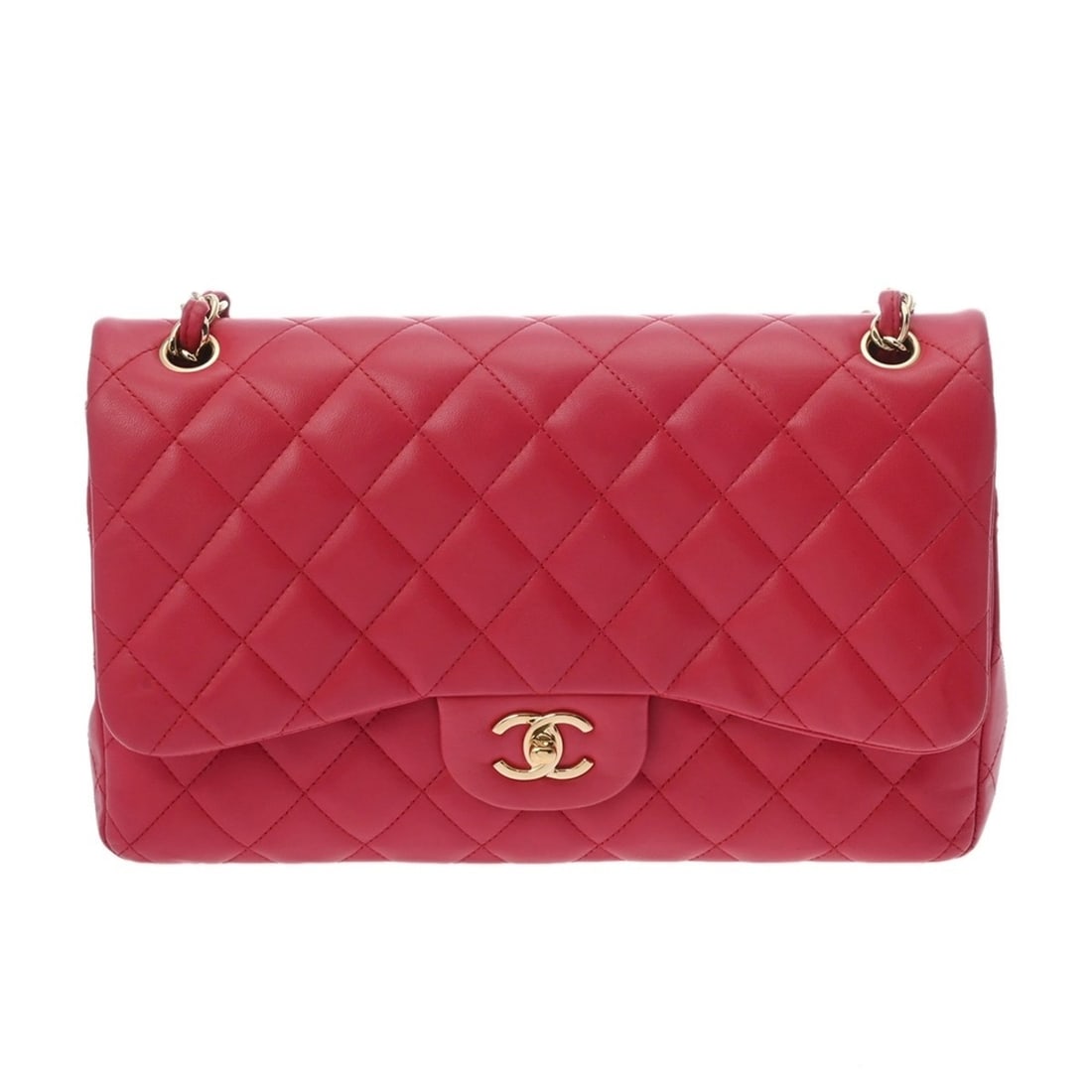 CHANEL Matelassé Chain Shoulder Bag, Double Flap, Pink, Women's, Lambskin, AB Rank, Used, Ginzo: --- Catalog ---Category: SizeSize (HxWxD): 18.5cm x 30cm x 9cm / 7.28'' x 11.81'' x 3.54''Category: DesignType: Shoulder bagColor: PinkGender: WomenMaterial: Leather Hardware Color: Champagne goldLeat