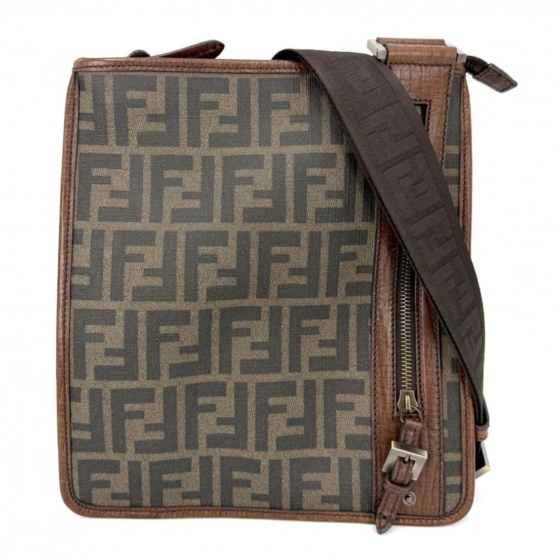 Fendi Women's Zucca Shoulder Bag, 7VA204, Coated Canvas and Leather, Brown, Gold Hardware: --- Catalog ---Category: SizeSize (HxWxD): 26.5cm x 23.5cm / 10.43'' x 9.25''Strap Length: 160cm / 62.99''Category: DesignType: Shoulder bagColor: BrownGender: WomenMaterial: Zucca Outer Pocket: Zippe