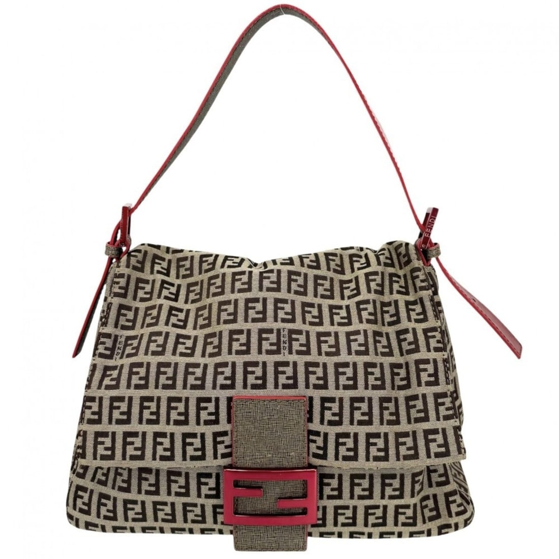 Fendi Mamma Bucket Shoulder Bag for Women, Zucchino Pattern, FENDI 8BR001, Canvas Leather, Brown,: --- Catalog ---Category: SizeSize (HxWxD): 18cm x 28cm x 12cm / 7.08'' x 11.02'' x 4.72''Category: DesignType: Shoulder bagColor: Brown, Red colorGender: WomenMaterial: Canvas , Leather Category: Gene
