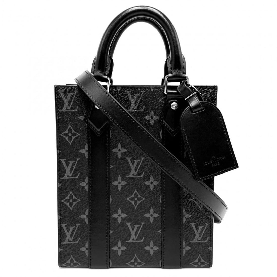 Louis Vuitton Men's Monogram Eclipse Sac Plat MINI Handbag Shoulder Bag Crossbody Black LOUIS: --- Catalog ---Category: SizeSize (HxWxD): 22cm x 19cm x 7.5cm / 8.66'' x 7.48'' x 2.95''Category: DesignType: Handbag, Shoulder bagColor: NoirGender: MenMaterial: Monogram Eclipse Category: GeneralBr