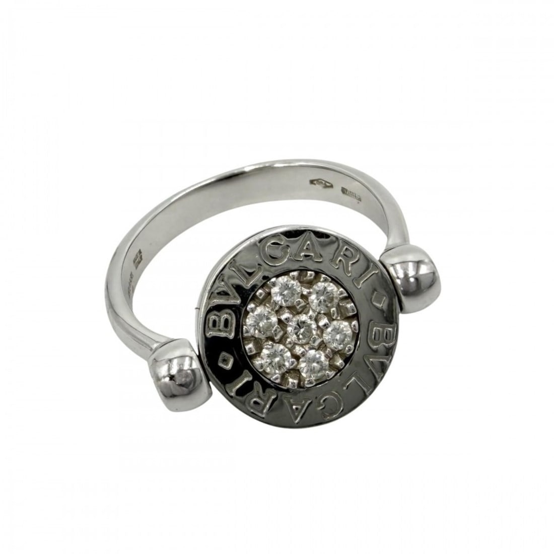 Bulgari Women's Ring, Flip Jewelry Accessory, BVLGARI, 18K White Gold, Onyx, Approx. Silver, Black,: --- Catalog ---Category: SizeJP Size: 4.5US Size: 3Category: DesignType: Band ringGender: WomenMaterial: White gold (18K)Category: GeneralBrand: Bvlgari--- Item List ---Section: ConditionRanking: Rank