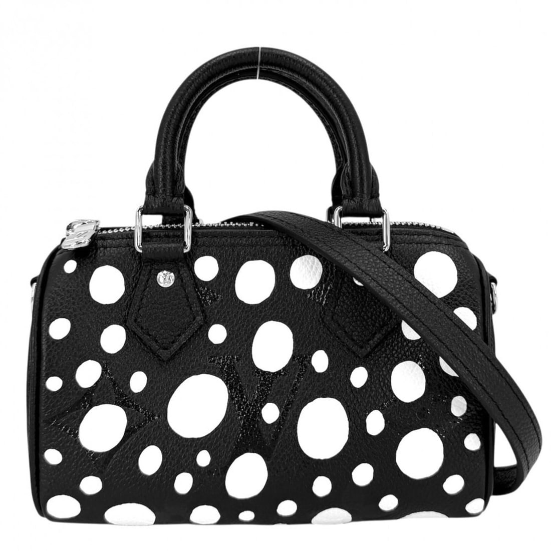 Louis Vuitton Women's Yayoi Kusama Nano Speedy Mini Handbag Shoulder Bag Crossbody Polka Dot Pattern: --- Catalog ---Category: SizeSize (HxWxD): 10cm x 17cm x 7cm / 3.93'' x 6.69'' x 2.75''Category: DesignType: Handbag, Shoulder bagColor: Black, WhiteGender: WomenMaterial: Monogram Empreinte Category: