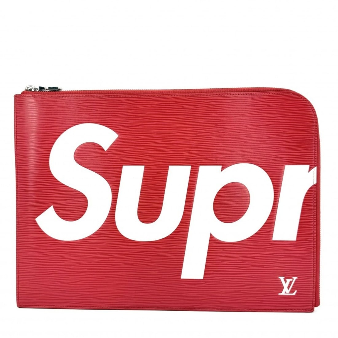 Louis Vuitton Men's Epi Leather Pochette Jour GM Clutch Bag, Supreme Collaboration, M67722, Red,: --- Catalog ---Category: SizeSize (HxWxD): 24.5cm x 34cm / 9.64'' x 13.38''Category: DesignType: Clutch bag, PochetteColor: Red color, WhiteGender: MenMaterial: Epi leather Category: GeneralBrand: Lou