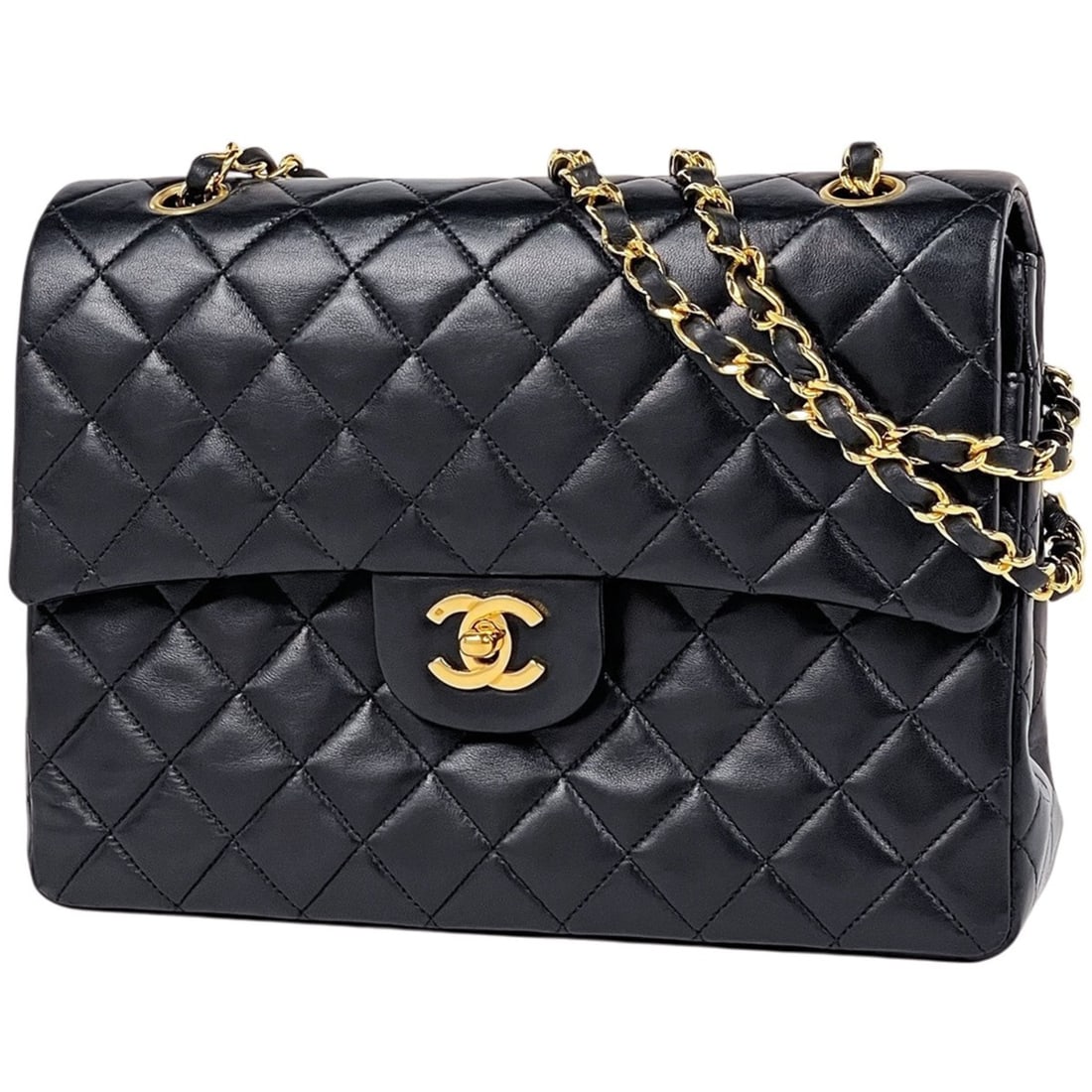 Chanel Matelassé Double Flap Chain Shoulder Bag, Coco Mark, Leather, Black, Women's: --- Catalog ---Category: SizeSize (HxWxD): 18.5cm x 25cm x 7cm / 7.28'' x 9.84'' x 2.75''Category: DesignType: Shoulder bagColor: BlackGender: WomenMaterial: Leather Category: GeneralBrand: Chanel--- 