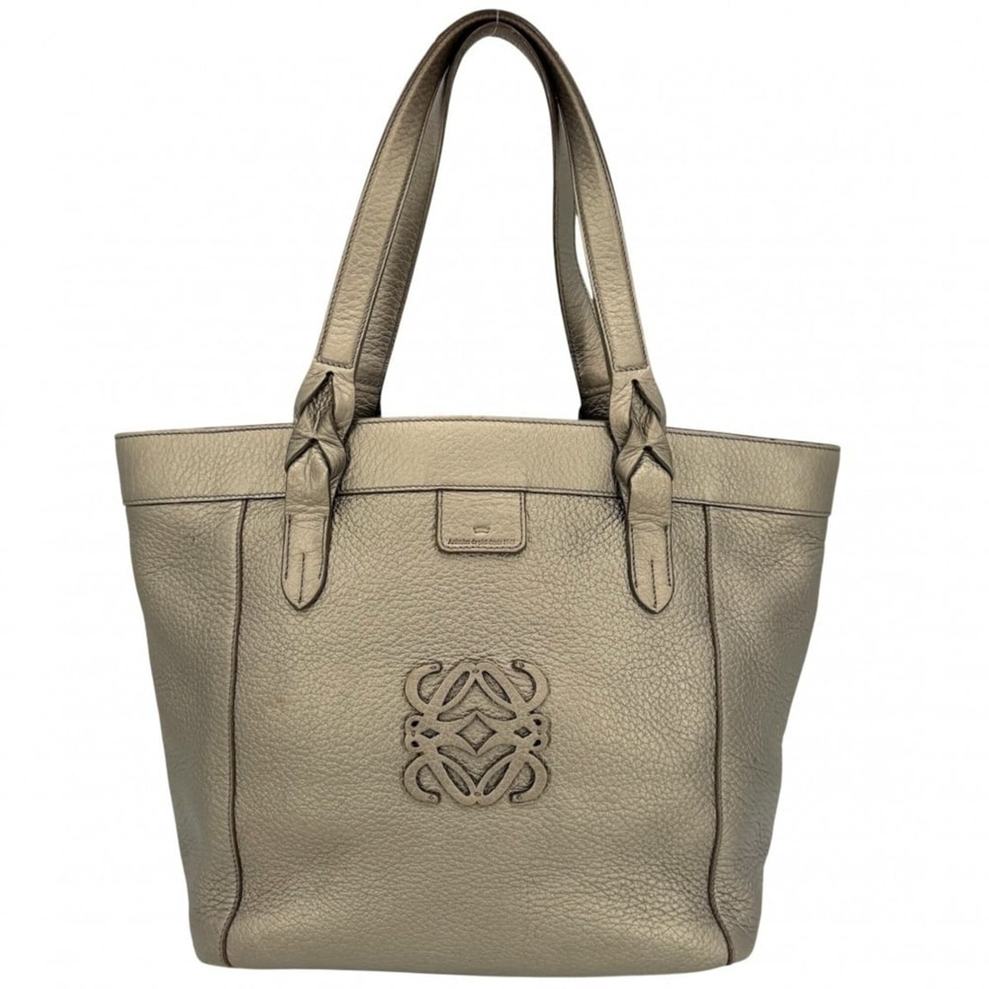Loewe handbag for women, Anagram Fusta tote bag, shoulder LOEWE leather, gold, silver hardware.: --- Catalog ---Category: SizeSize (HxWxD): 24.5cm x 25cm x 14cm / 9.64'' x 9.84'' x 5.51''Handle Length: 48cm / 18.89''Category: DesignType: Handbag, Tote bagColor: GoldGender: WomenMaterial: Leather 