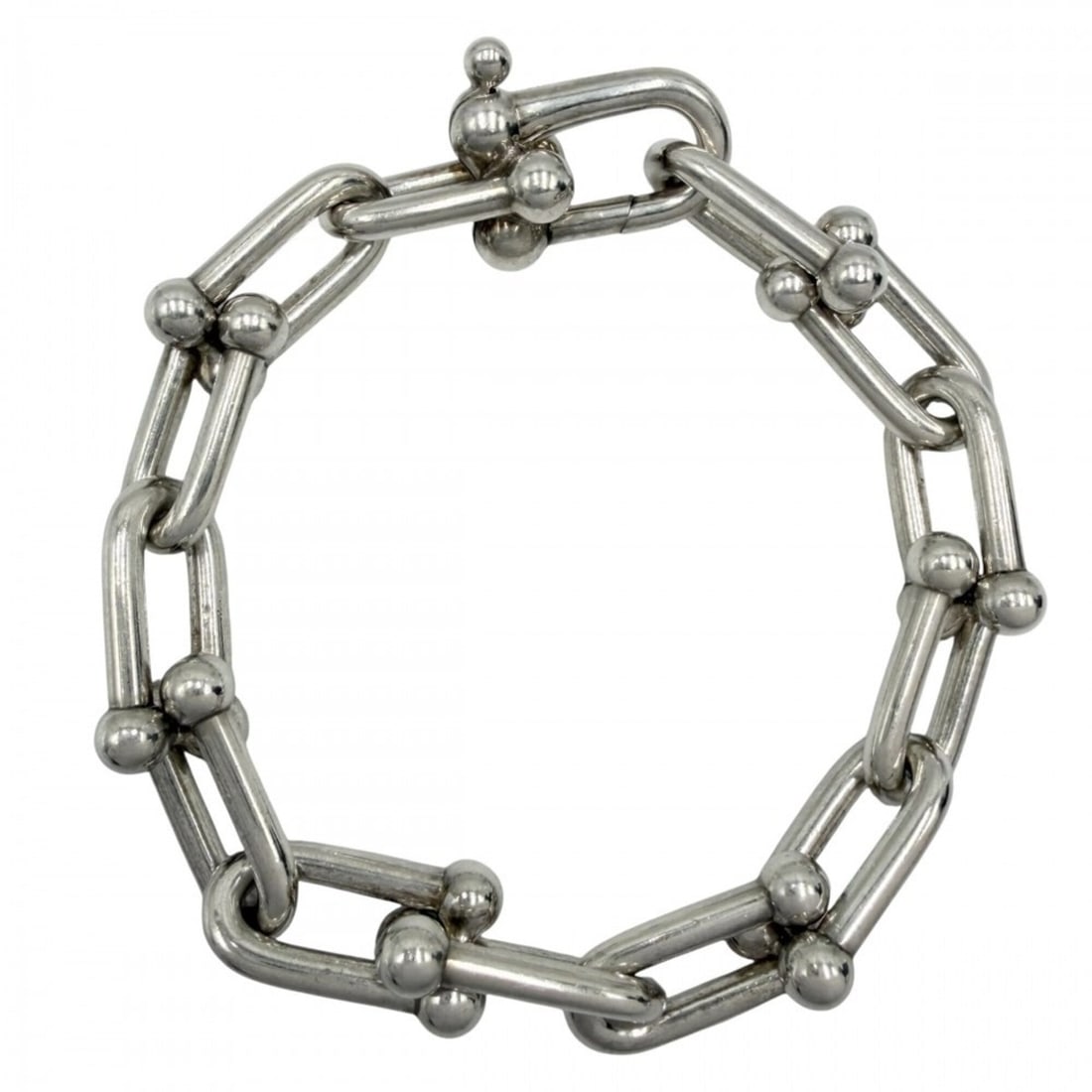 Tiffany & Co. Large Link Hardware Bracelet for Men and Women - Unisex Jewelry Sterling Silver 925: --- Catalog ---Category: SizeLength: 17.5cm / 6.88''Weight: 63.3g / 2.23oz.Category: DesignType: Charm braceletMetal: SilverGender: Men,Women,UnisexMetal Purity: Silver925Category: GeneralBrand: Tiffa
