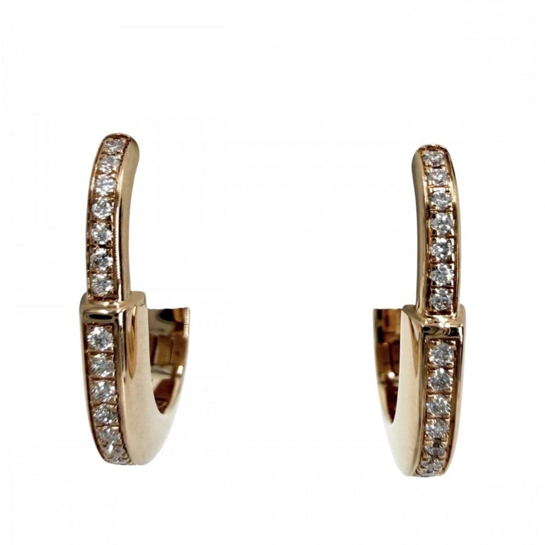 Tiffany & Co. Women's Rock Earrings, 18K Pink Gold (Au750), 0.09ct Diamond, Approx. 7.4g: --- Catalog ---Category: SizeWeight: 7.4g / 0.26oz.Size (HxWxD): 17.00mm x 2.00mm / 0.67'' x 0.08''Category: DesignType: Hoop earringsColor: PinkMetal: GoldStone: DiamondGender: WomenMetal Purity: 18K