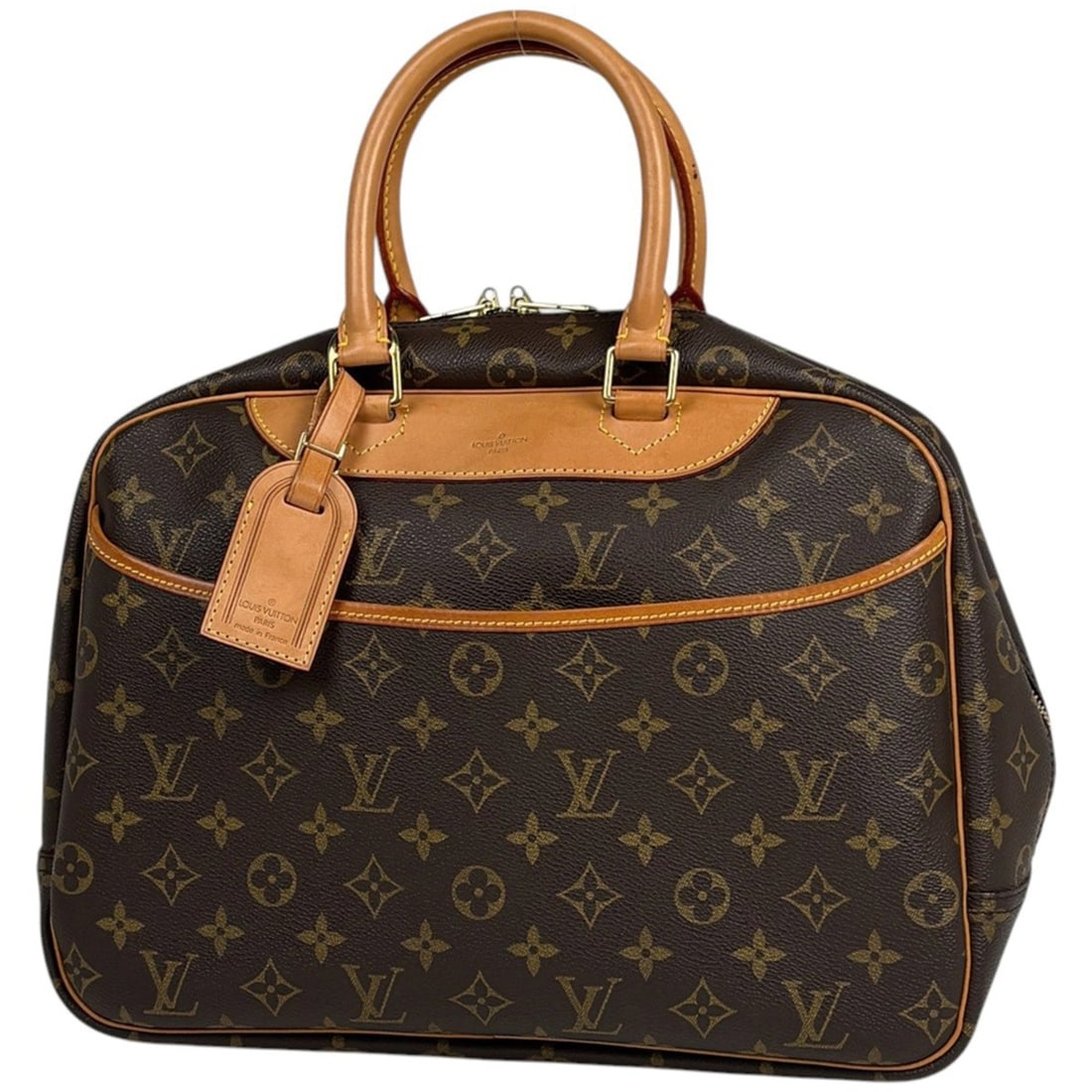 Louis Vuitton Deauville Bowling Vanity Handbag, Monogram Brown, M47270, Women's: --- Catalog ---Category: SizeSize (HxWxD): 26cm x 33cm x 13cm / 10.23'' x 12.99'' x 5.11''Category: DesignType: HandbagColor: BrownGender: WomenMaterial: Monogram Category: GeneralMPN: M47270Brand: Lo