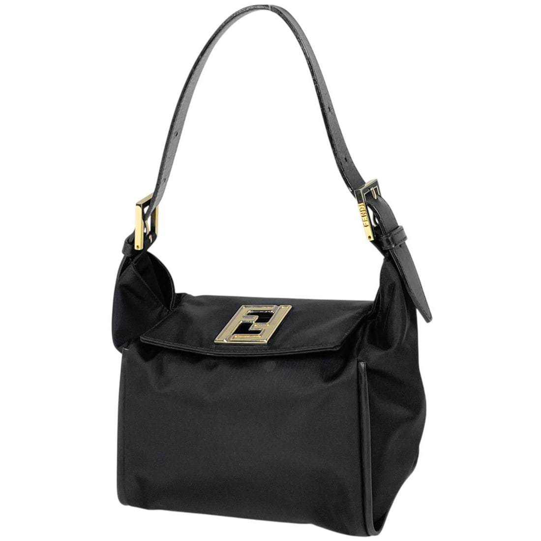 Fendi logo handbag/shoulder bag, nylon, black, women's.: --- Catalog ---Category: SizeSize (HxWxD): 12cm x 19cm x 13cm / 4.72'' x 7.48'' x 5.11''Category: DesignType: Handbag, Shoulder bagColor: BlackGender: WomenMaterial: Nylon , Leather Category: GeneralB