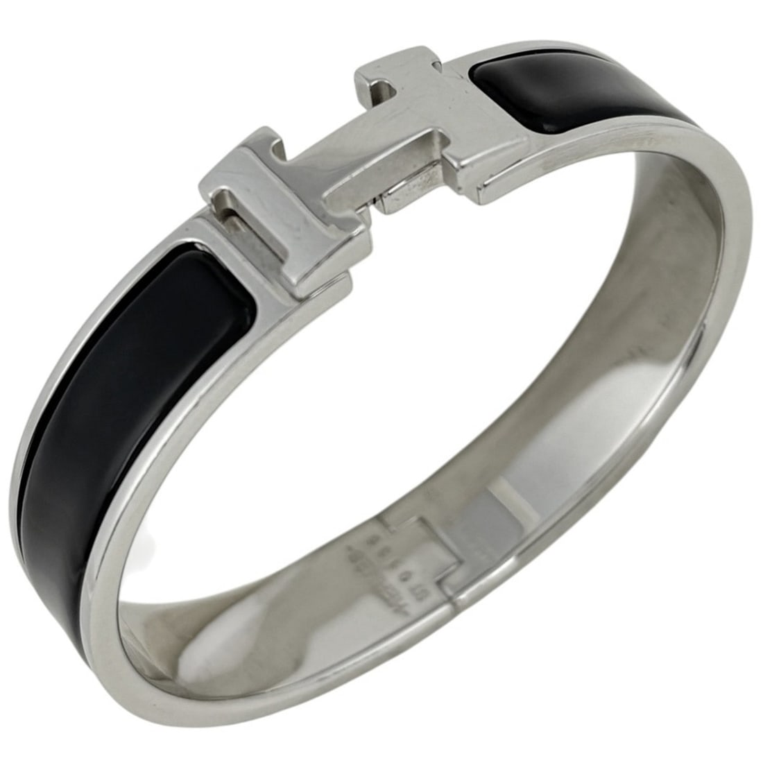 Hermes HERMES Clic H Enamel Bracelet Clack Bangle Metal Silver Black Women's: --- Catalog ---Category: SizeWidth: 1.2cm / 0.47''Length: 16cm / 6.29''Category: DesignType: Charm braceletColor: BlackGender: WomenMaterial: MetalCategory: GeneralBrand: Hermes--- Item List ---Sectio