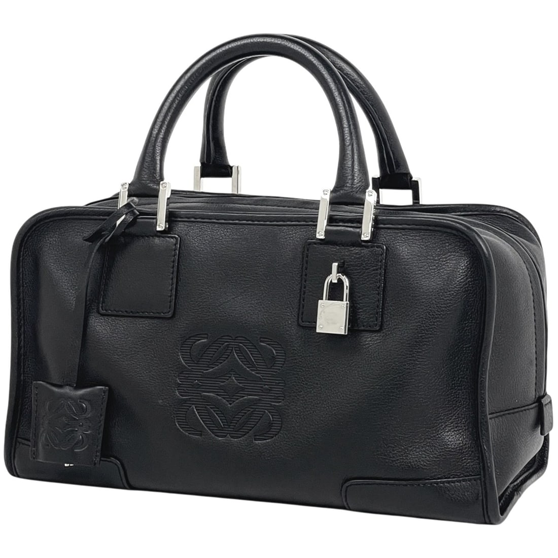 Loewe Amazona 28 Anagram Handbag, Leather, Black, Women's: --- Catalog ---Category: SizeSize (HxWxD): 16cm x 29cm x 12cm / 6.29'' x 11.41'' x 4.72''Category: DesignType: HandbagColor: BlackGender: WomenMaterial: Leather Category: GeneralBrand: Loewe--- Item L