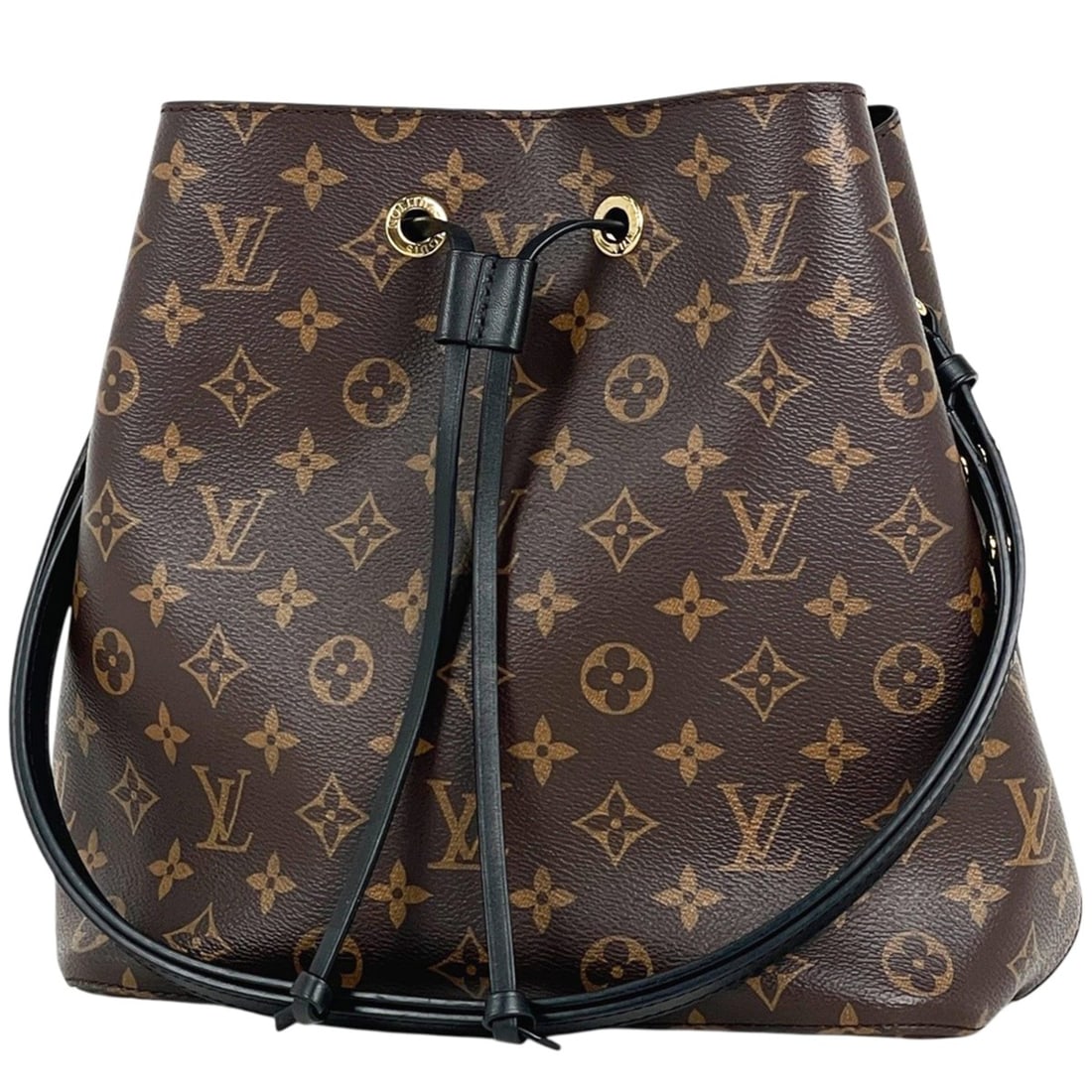 Louis Vuitton Neo Noé drawstring shoulder bag, Monogram, brown/black (M44020), women's.: --- Catalog ---Category: SizeSize (HxWxD): 26cm x 26cm x 17cm / 10.23'' x 10.23'' x 6.69''Category: DesignType: Shoulder bagColor: Black, Brown, NoirGender: WomenMaterial: Monogram Category: GeneralBr