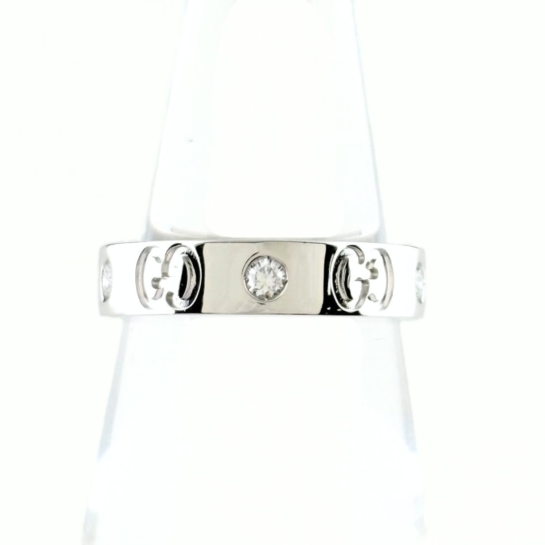 Gucci Icon Ring, Small Diamond 750, Women's: --- Catalog ---Category: SizeJP Size: 7US Size: 3.5Category: DesignType: Band ringGender: WomenMaterial: White gold (18K)Category: GeneralBrand: Gucci--- Item List ---Section: ConditionRanking: Rank A