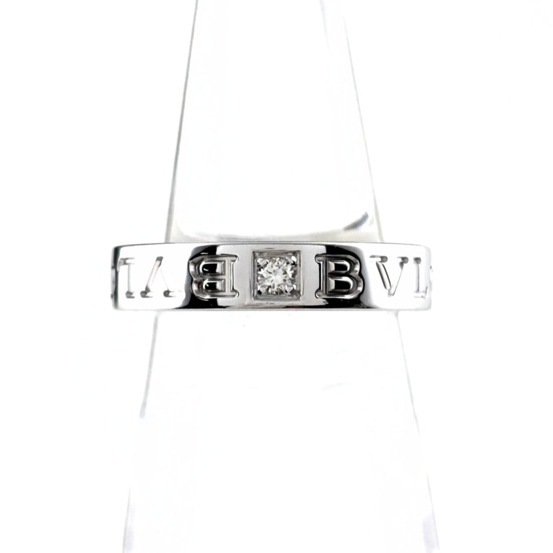 BVLGARI Double Logo Ring WG White Gold with Small Diamonds 750 Diamond Women's: --- Catalog ---Category: SizeJP Size: 9.5US Size: 5Category: DesignType: Band ringGender: WomenMaterial: White gold (18K)Category: GeneralBrand: Bvlgari--- Item List ---Section: ConditionRanking: Rank