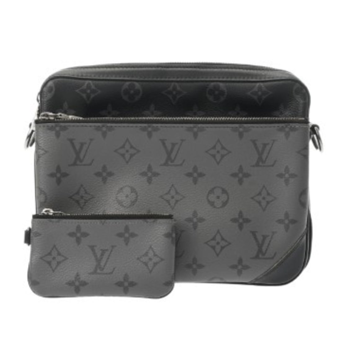 LOUIS VUITTON Louis Vuitton Monogram Eclipse Trio Messenger Black Gray M69443 Men's Canvas Shoulder: --- Catalog ---Category: SizeSize (HxWxD): 17.5cm x 24.5cm x 4.5cm / 6.88'' x 9.64'' x 1.77''Category: DesignType: Shoulder bagColor: Black, GrayGender: MenMaterial: Monogram Eclipse , Canvas Category