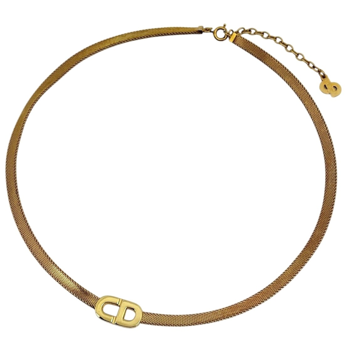 Christian Dior logo necklace choker CD GP gold women's: --- Catalog ---Category: SizeNeck Circumference: 44 cm / 17.32''Category: DesignColor: GoldGender: WomenMaterial: Gold platingNecklace Type: ChokerCategory: GeneralBrand: Christian Dior--- Item List -